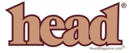 The word head is in lower case and the color mustard orange with a white background.