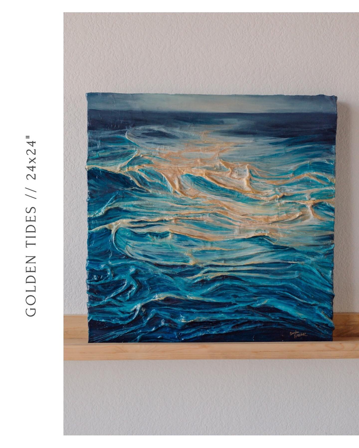 Golden Tides
From the Oceans Deep Collection by Sandra Bosscher, the oceans' ever changing tides and constant waters has a mesmerizing rhythmic shifting dimension.
Golden Tides, is a textural piece that captures the golden ripples and dimensions of t