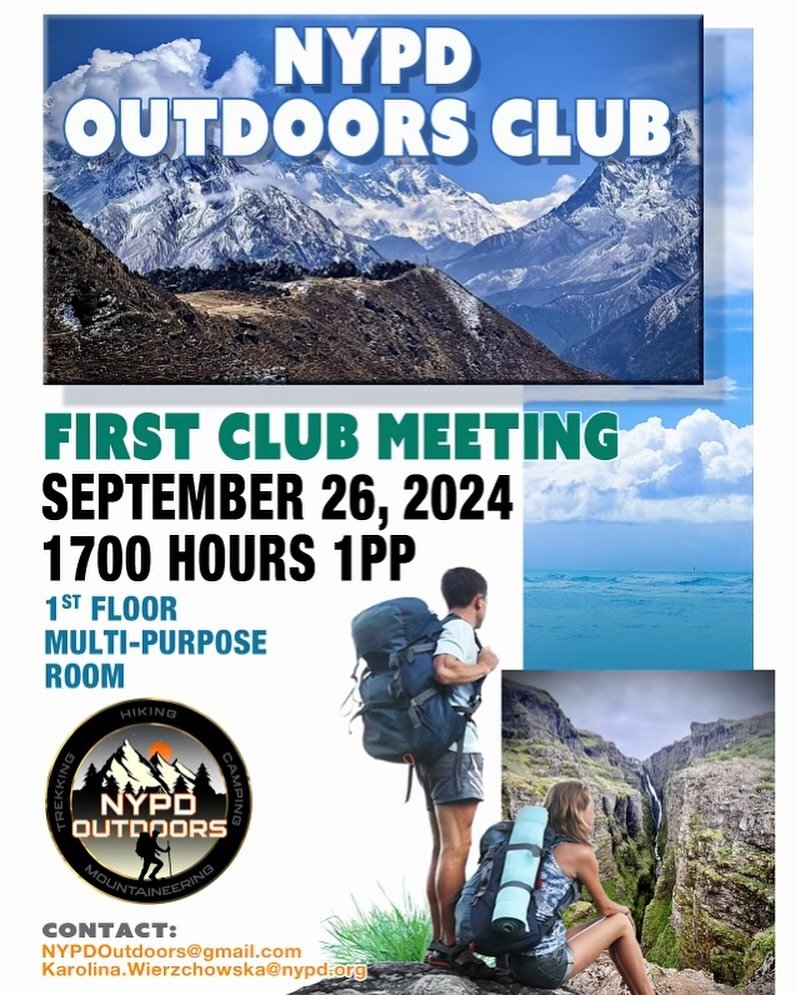 Wanna get outdoors? Join the new @nypdoutdoors club! First meeting is September 26 at 1700 at 1pp
.
#nypd #nypdhealthandwellness #healthandwellness