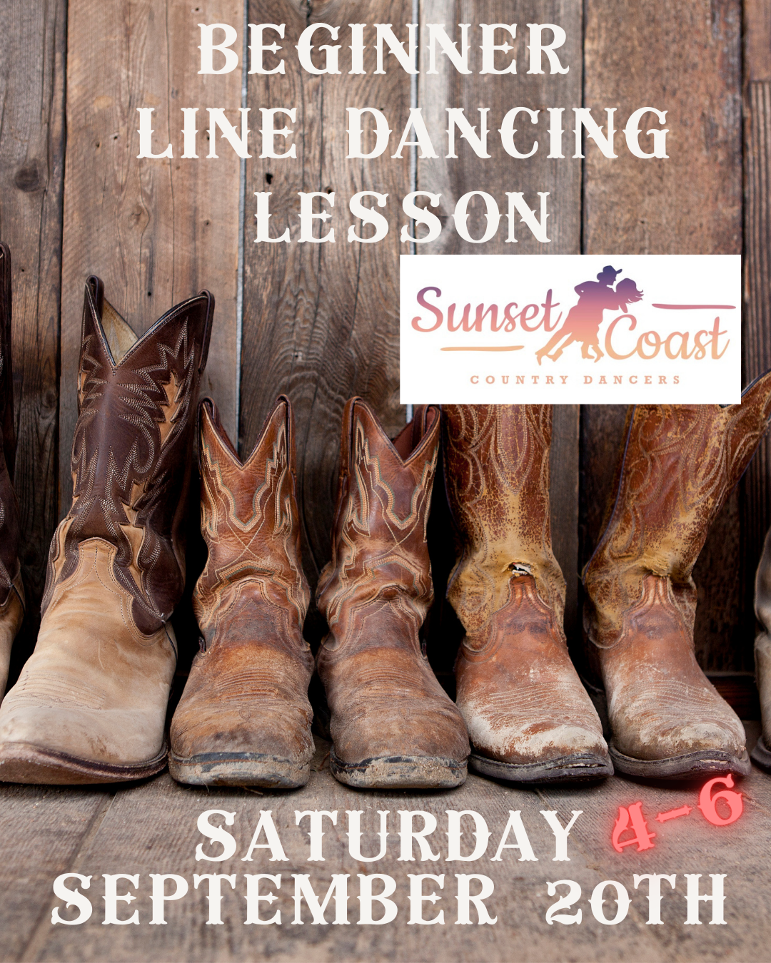 Beginner Line Dancing Lesson led by Sunset Coast Country Dancers