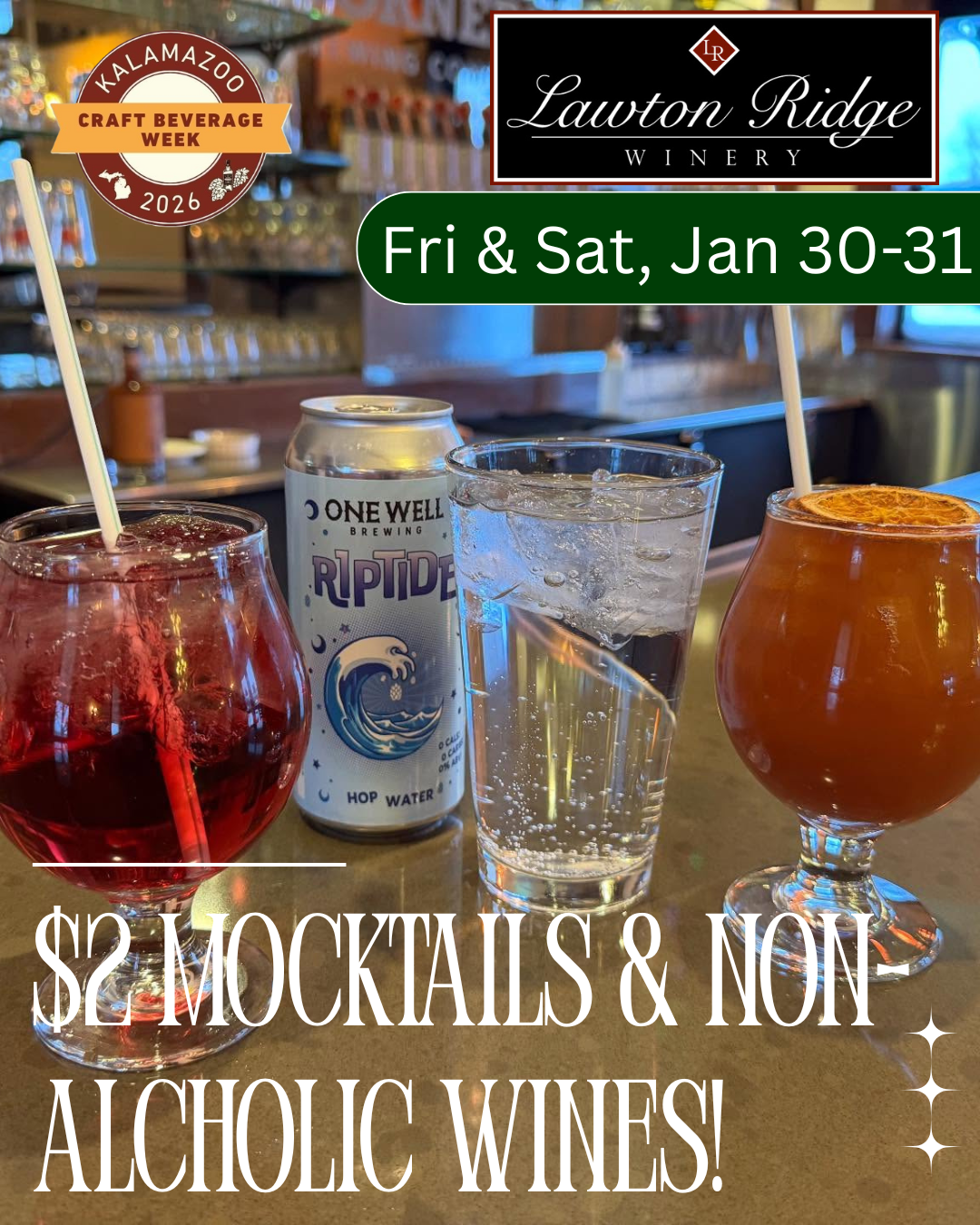 $2 Mocktails and N/A Wine