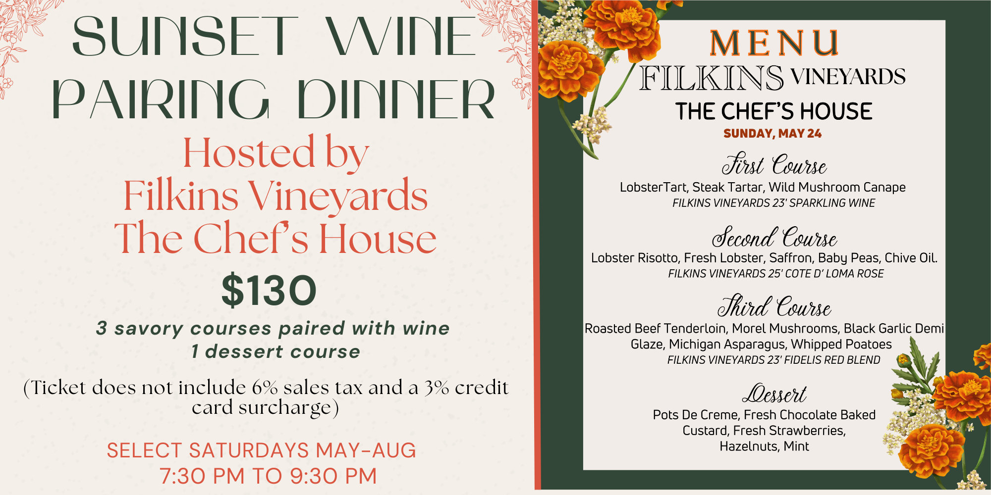Sunset Wine Pairing Dinner