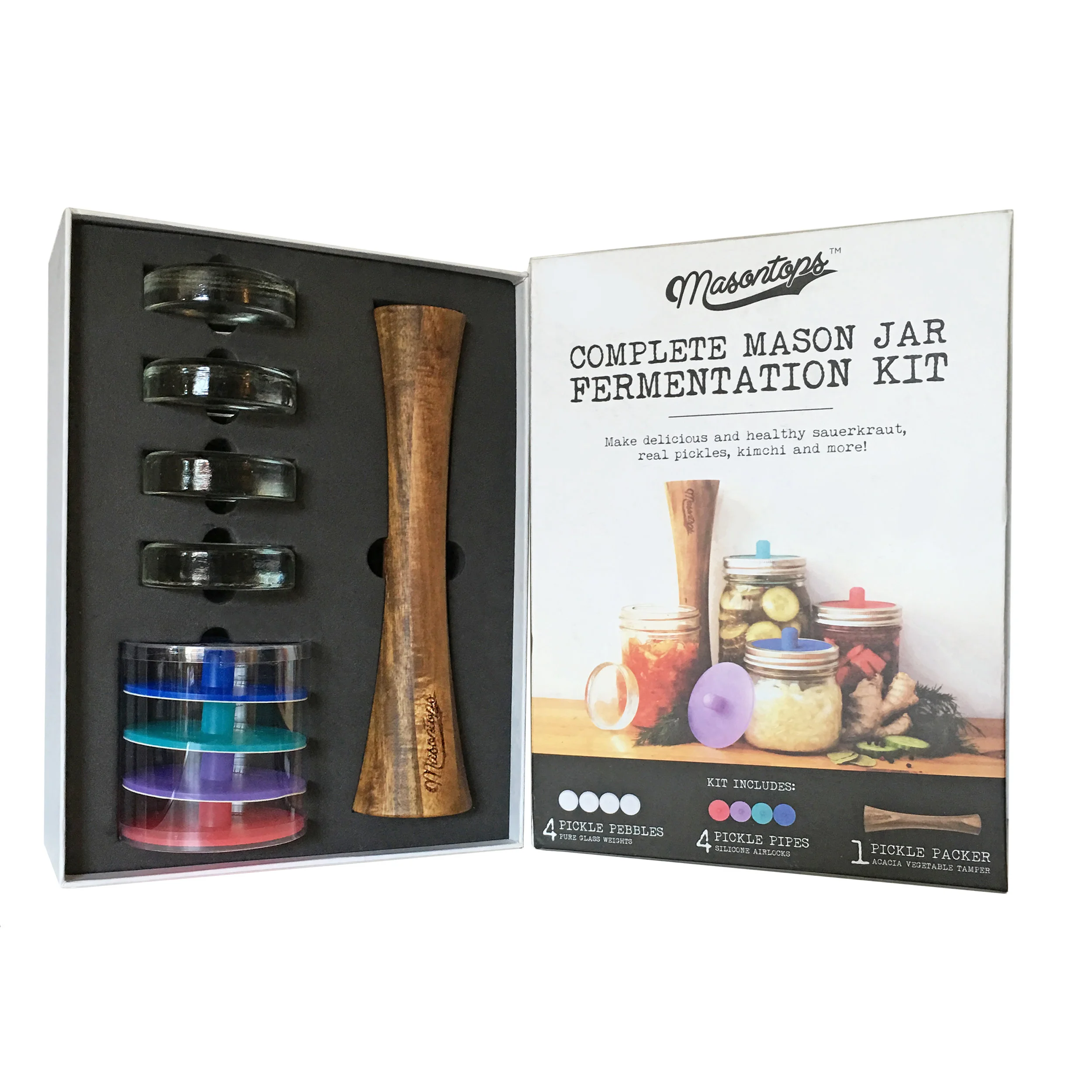 COMPLETE FERMENTATION KIT Pebbles, Pipes &amp; Packer (9-Piece Kit) - Wide Mouth