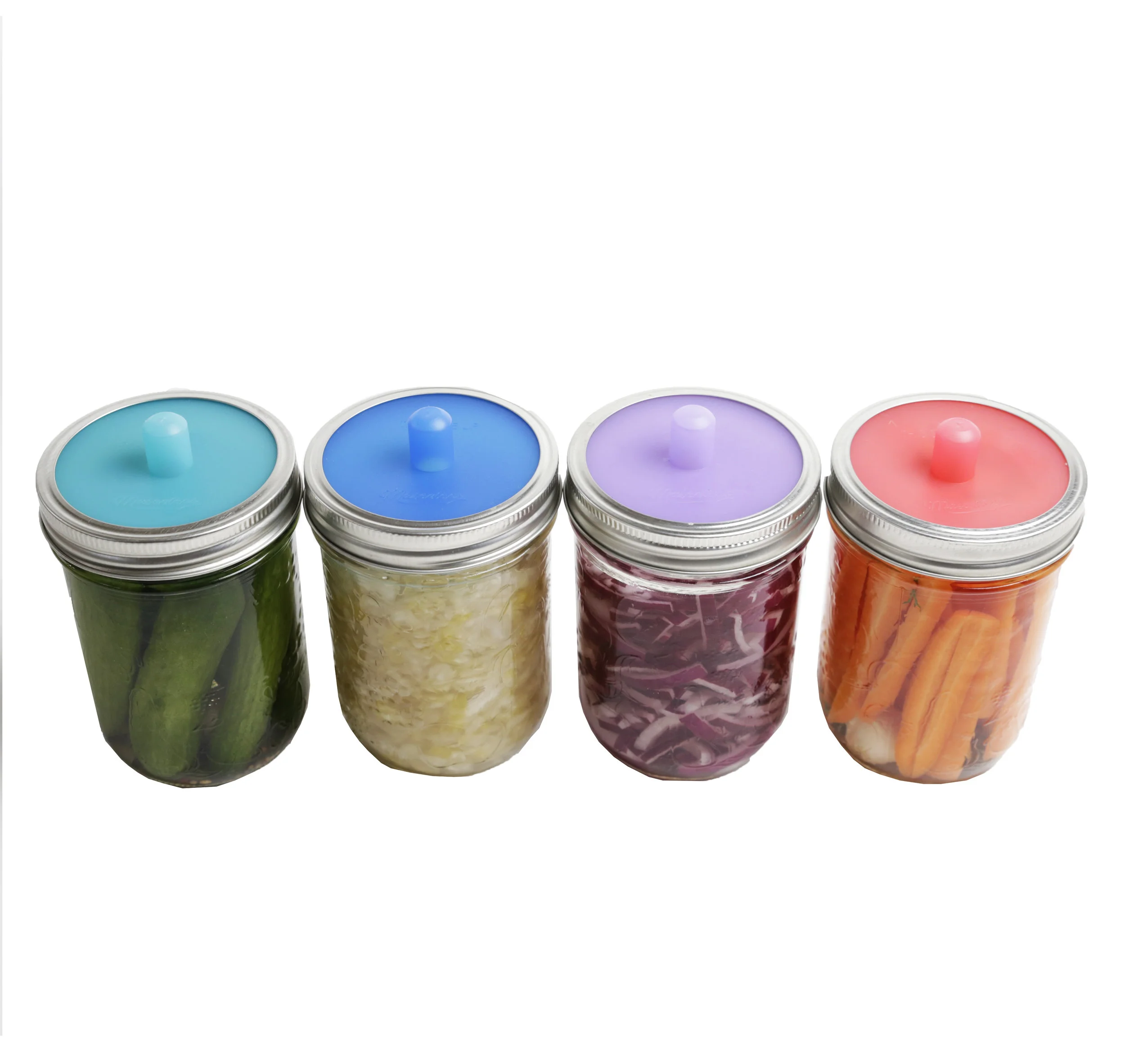PICKLE PIPES Waterless Fermentation Airlocks (4-Pack | PDQ Tray Included) - Wide Mouth