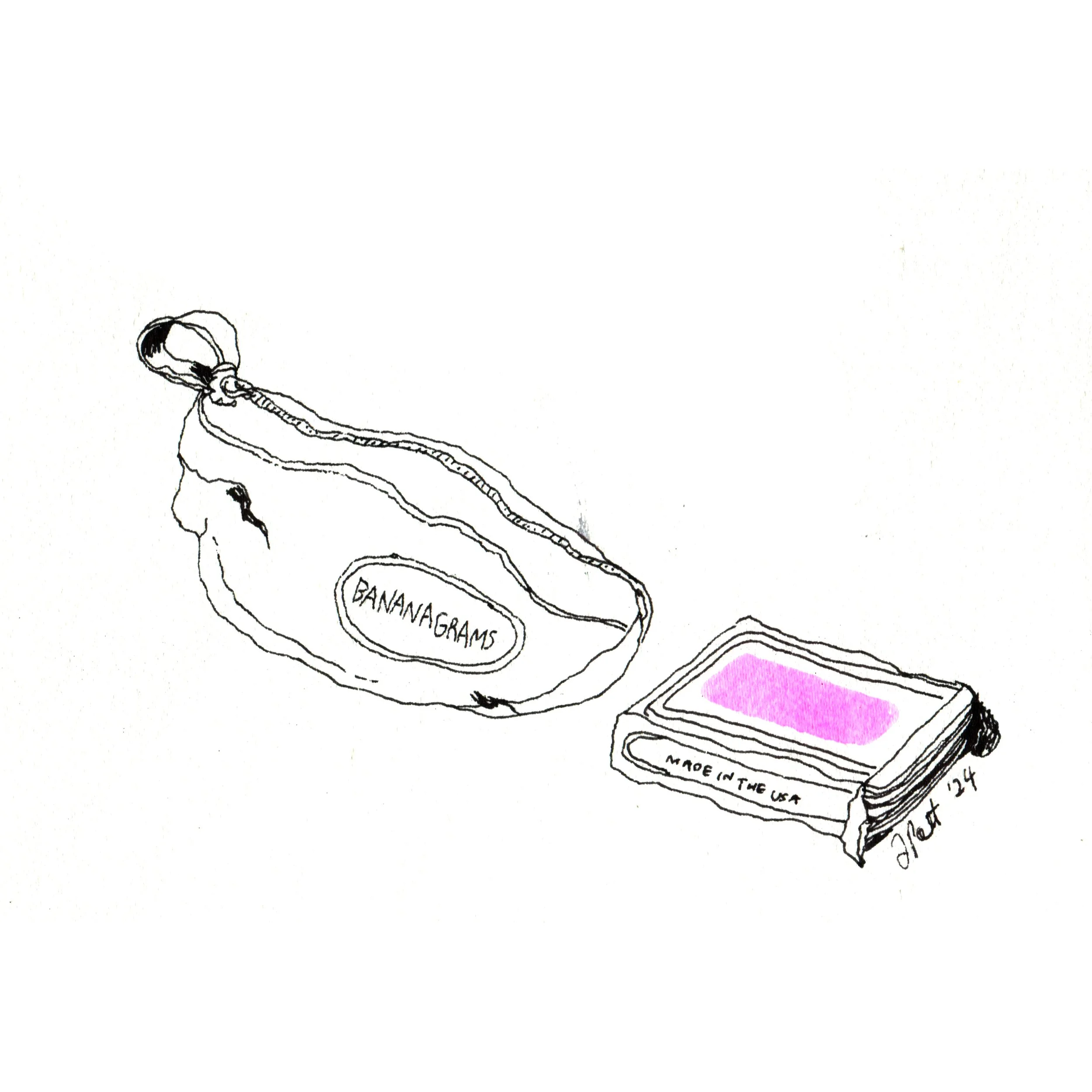 Bananagrams 5 x 7" Original Signed Illustration