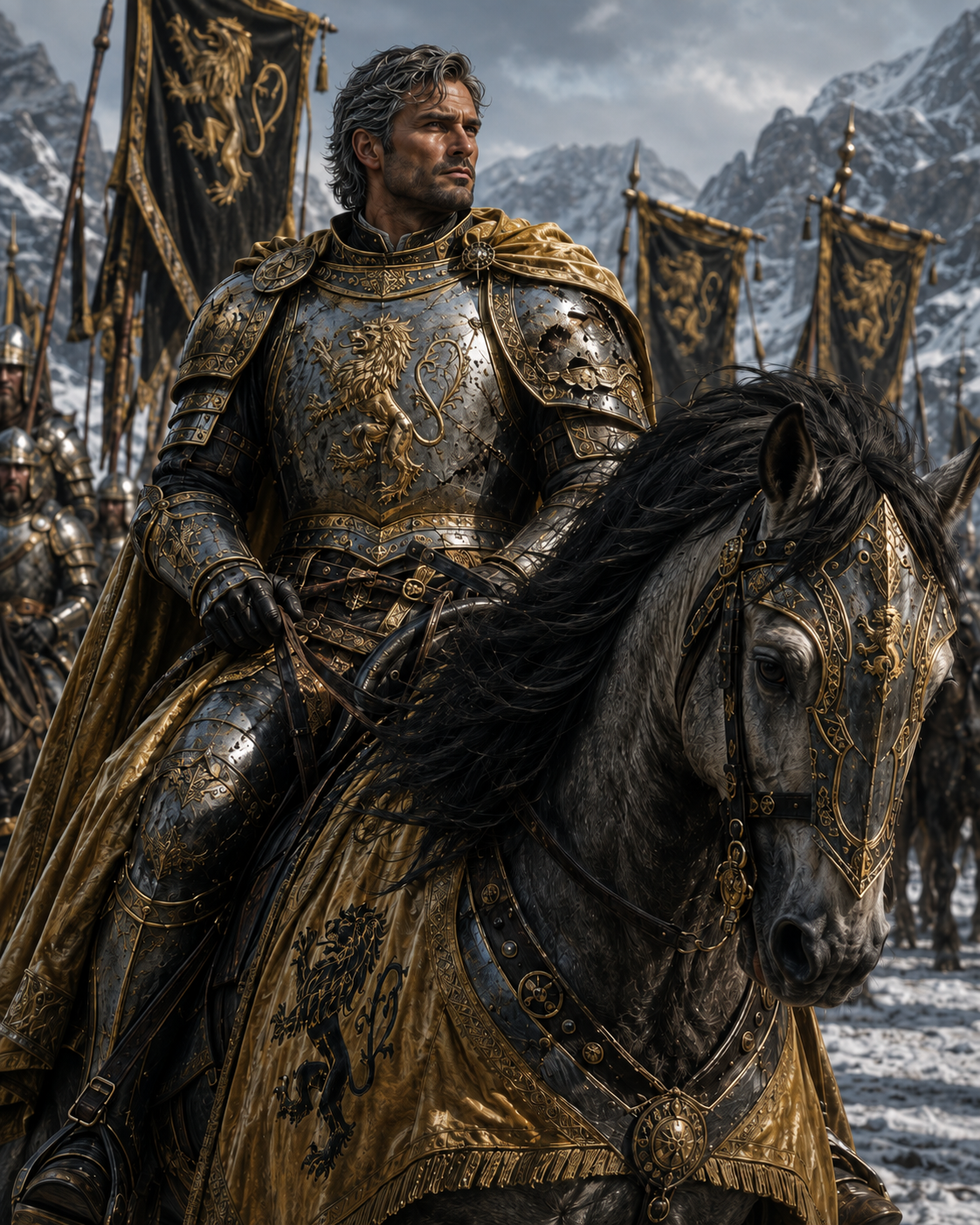 The Alyntharium, Field Marshal Drägo among the banners of the allied realms in the mountains