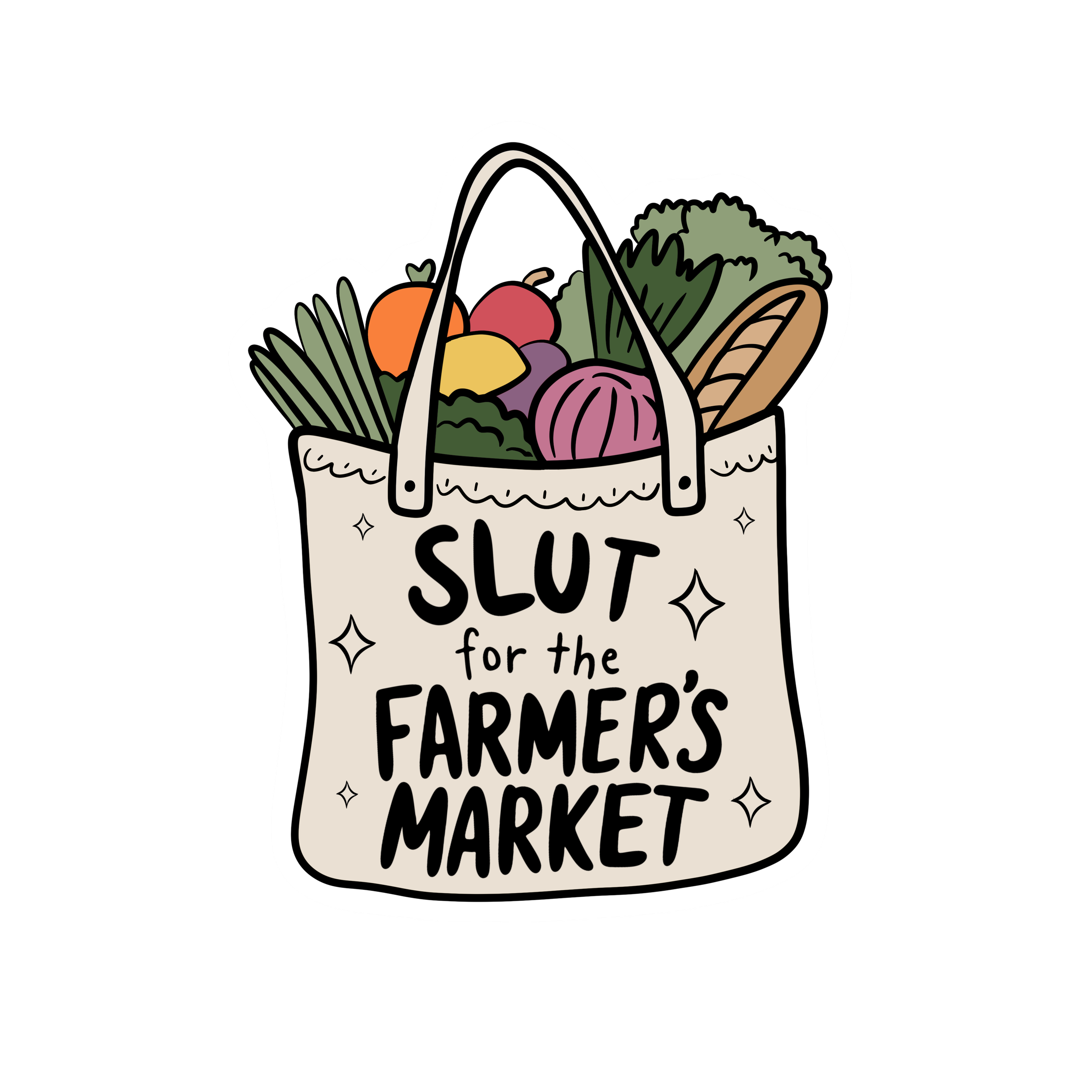 Farmers Market Sticker - Veggie Tote Design