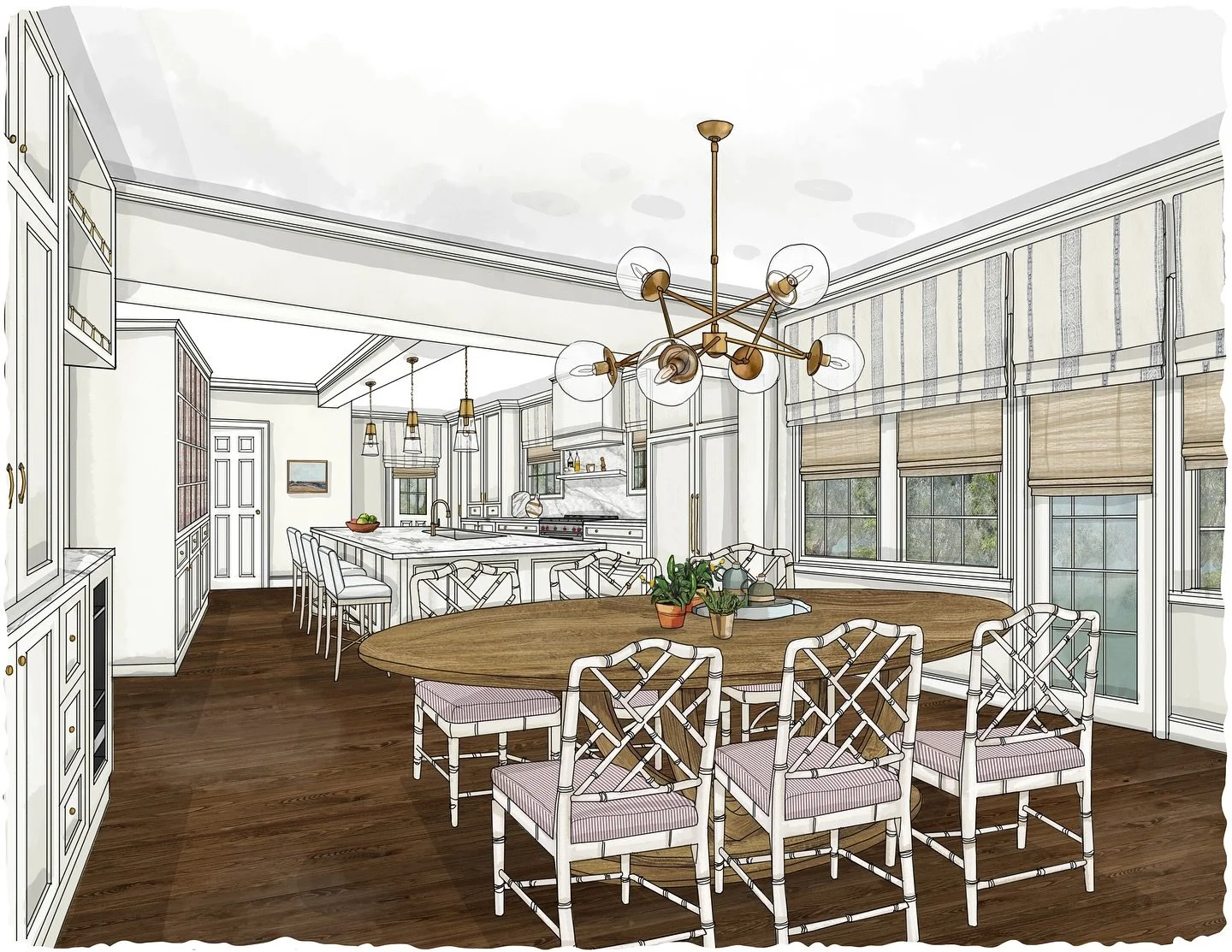Kitchen visuals that capture all of the fabulous details. Fresh, charming, refined and a sprinkle of elegance. Let&rsquo;s create&mdash; Hop on our November calendar!
.
Hand Drawn Rendering by @amyarchambaultstudio
Design by @dottieeldridgeinteriors

