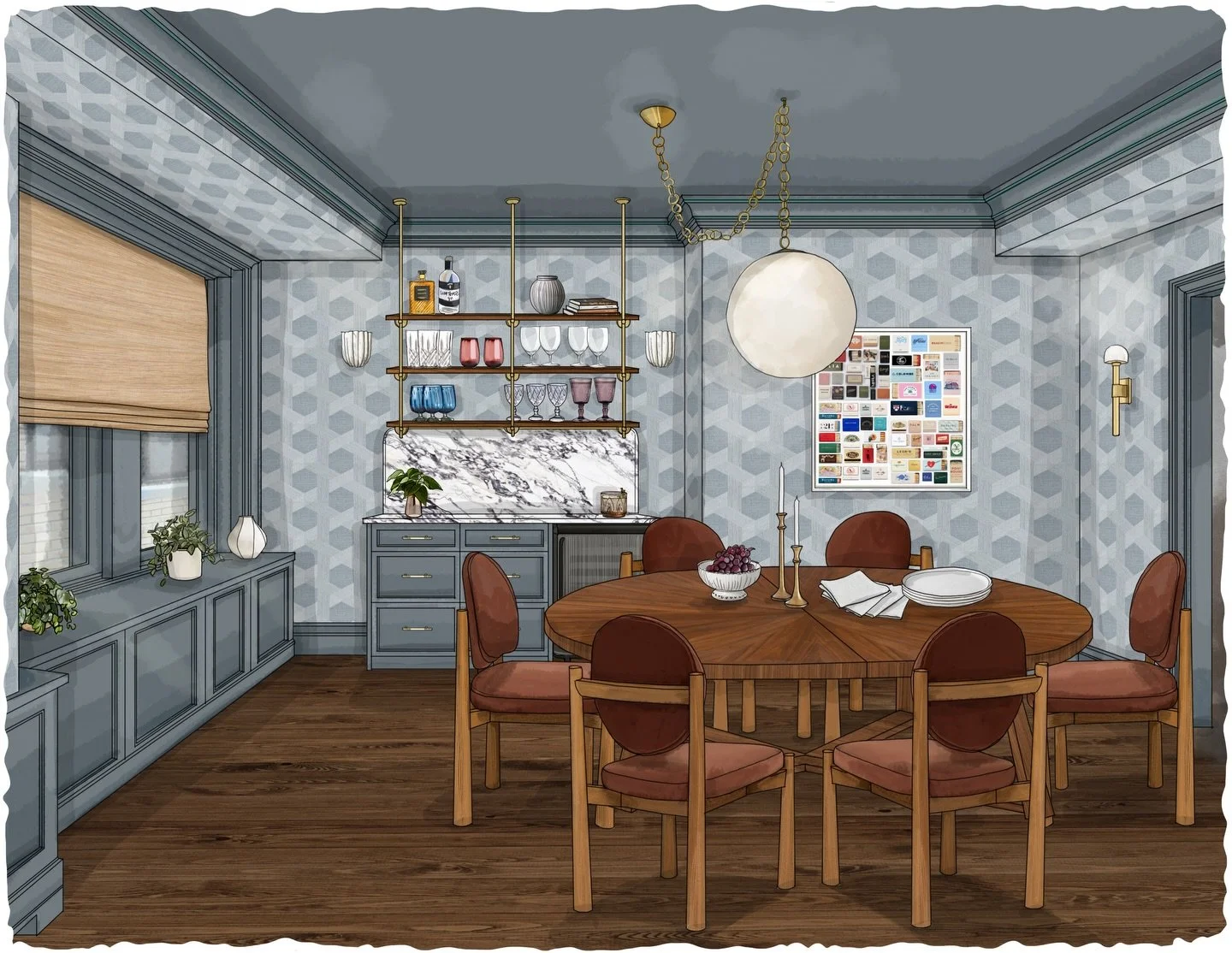 We&rsquo;re shaking up the snow globe here in New England. ❄️ Sharing this beautiful concept by the talented Grace Galloway Design&mdash; always delivering spaces that feel both freshly modern and effortlessly timeless. This breakfast room is made fo