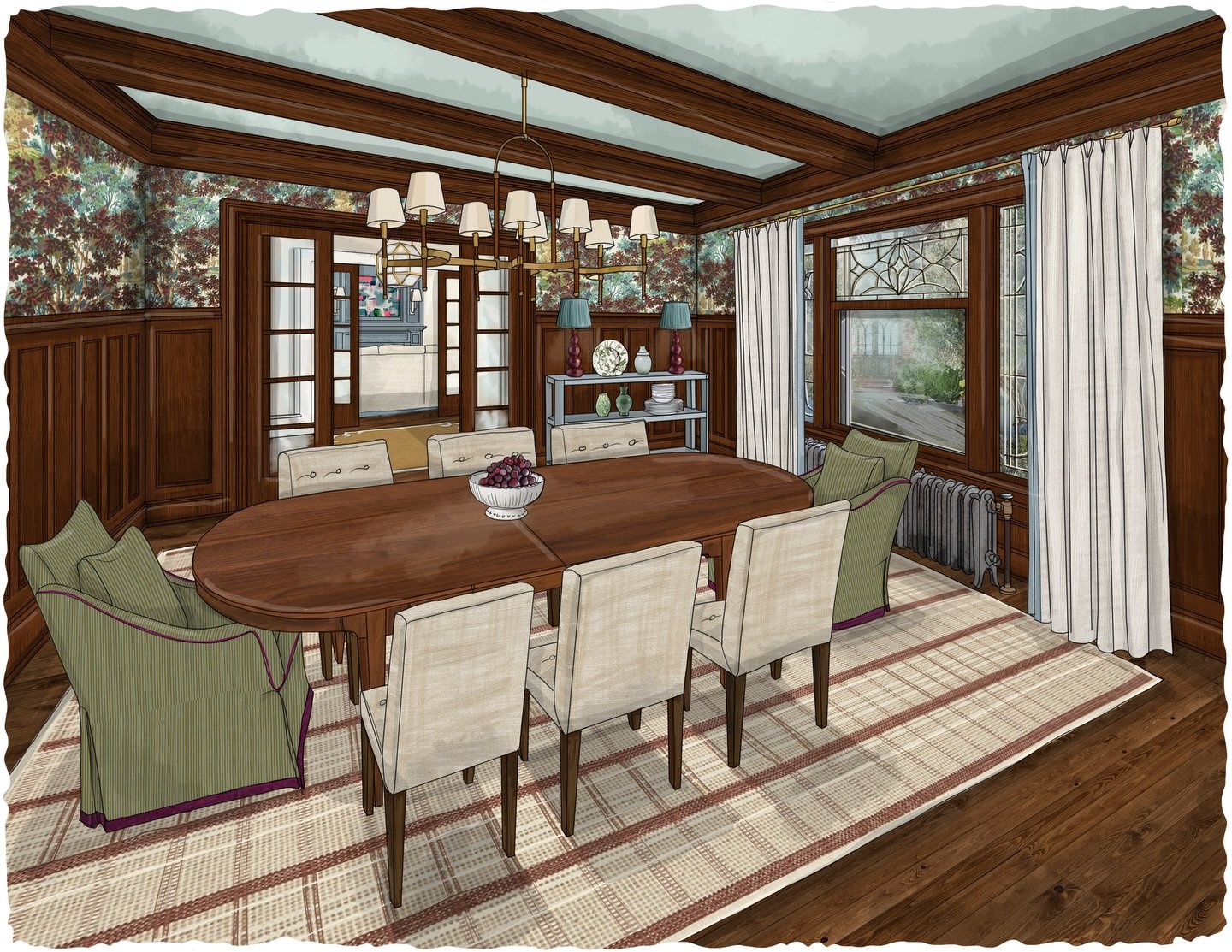 Dining room options layered with beautiful architectural detail, each one telling its own quiet story. Designed by the talented Grace Galloway Designs&mdash; we love the subtle glow, the thoughtful interplay of pattern and texture, and the way these 