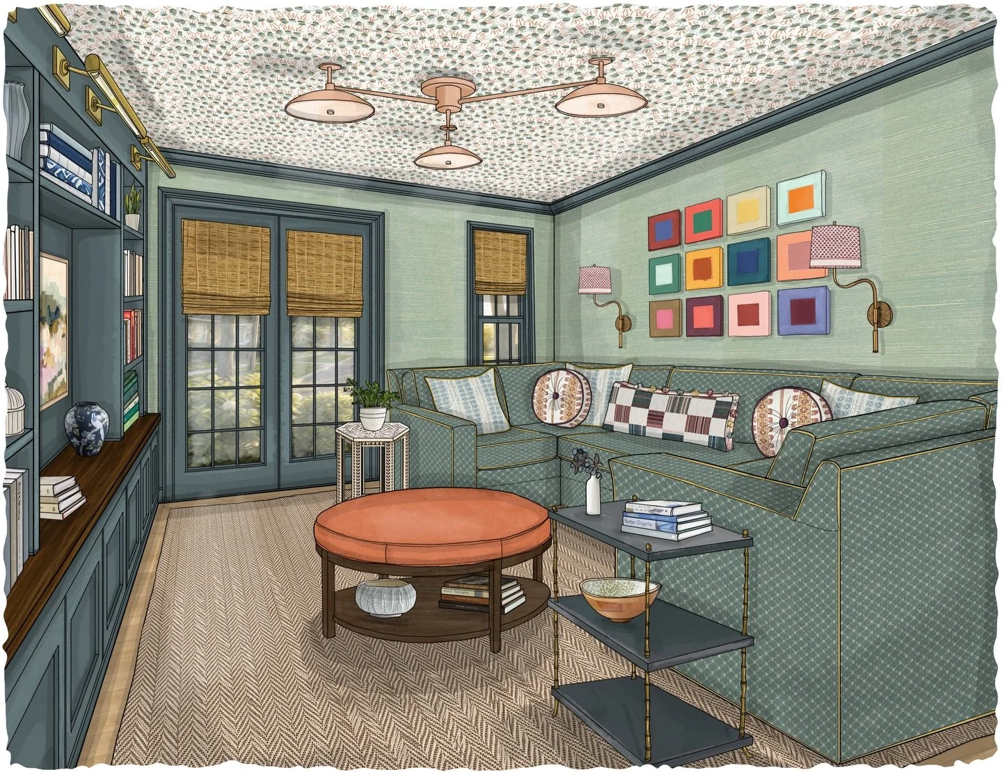 A beautiful Monday in June calls for one thing&mdash; an artfully colorful, thoughtfully layered media room.

What we love most about spaces like this is how they feel. Filled with light, soft textures, curated details, and a beautiful balance of col
