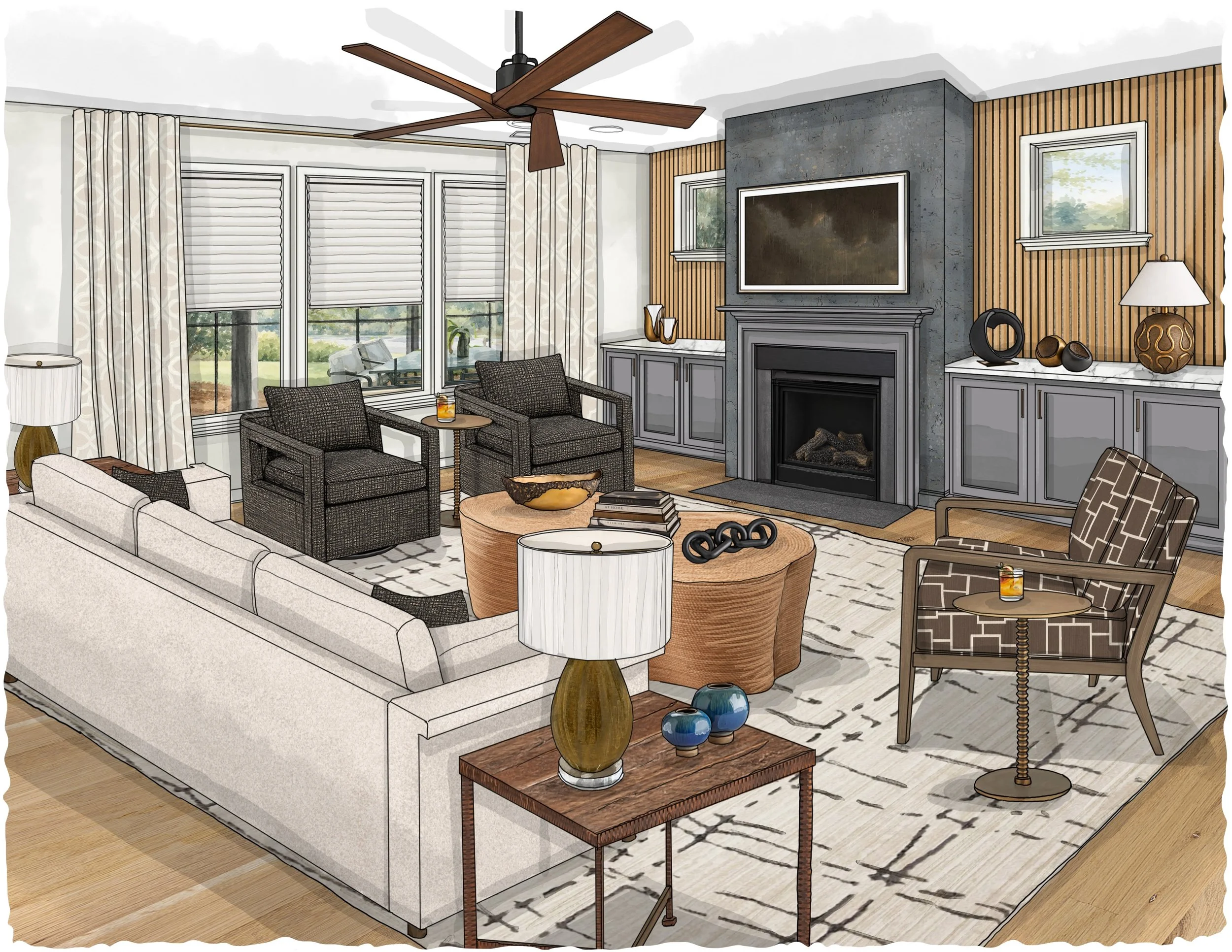 There&rsquo;s something powerful about seeing a design take shape.

Our hand drawn renderings offer a fast, flexible, and uniquely beautiful way to visualize a space, explore details, and make thoughtful design decisions with confidence.

More than a