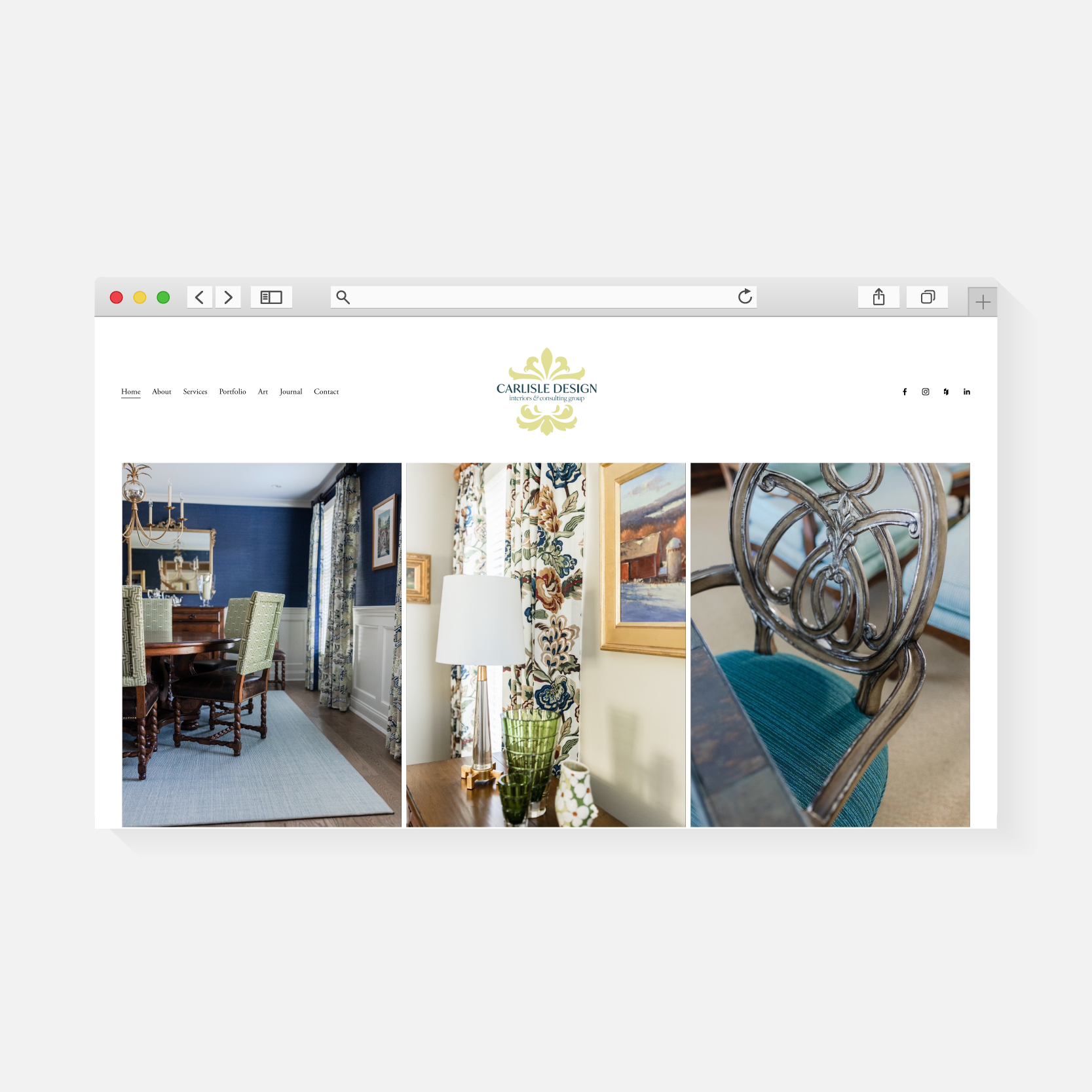 Carlisle Design Interiors | Website Design | Amy Archambault Studio