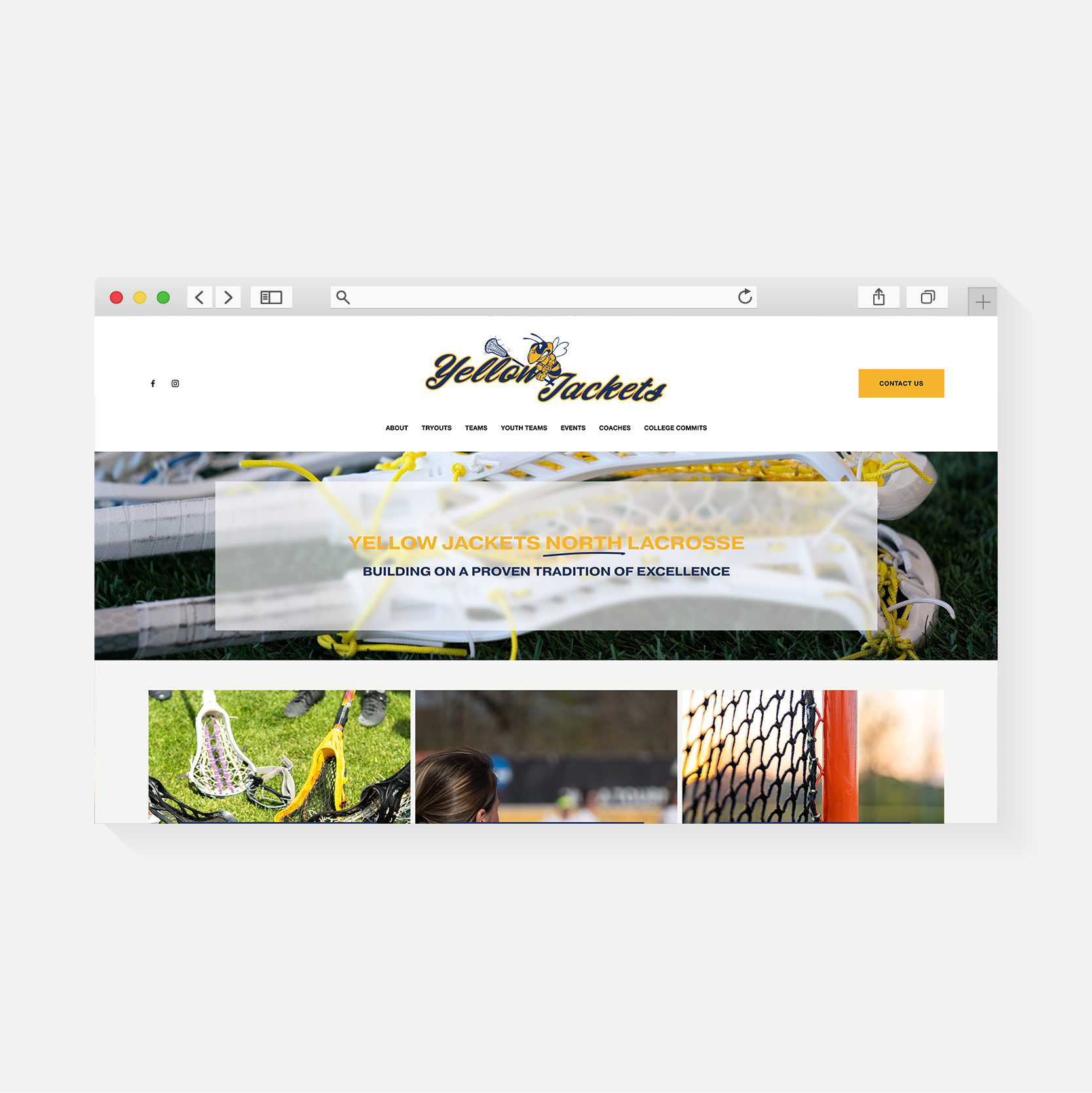 Yellow Jackets North Lacrosse | Website Design | Amy Archambault Studio