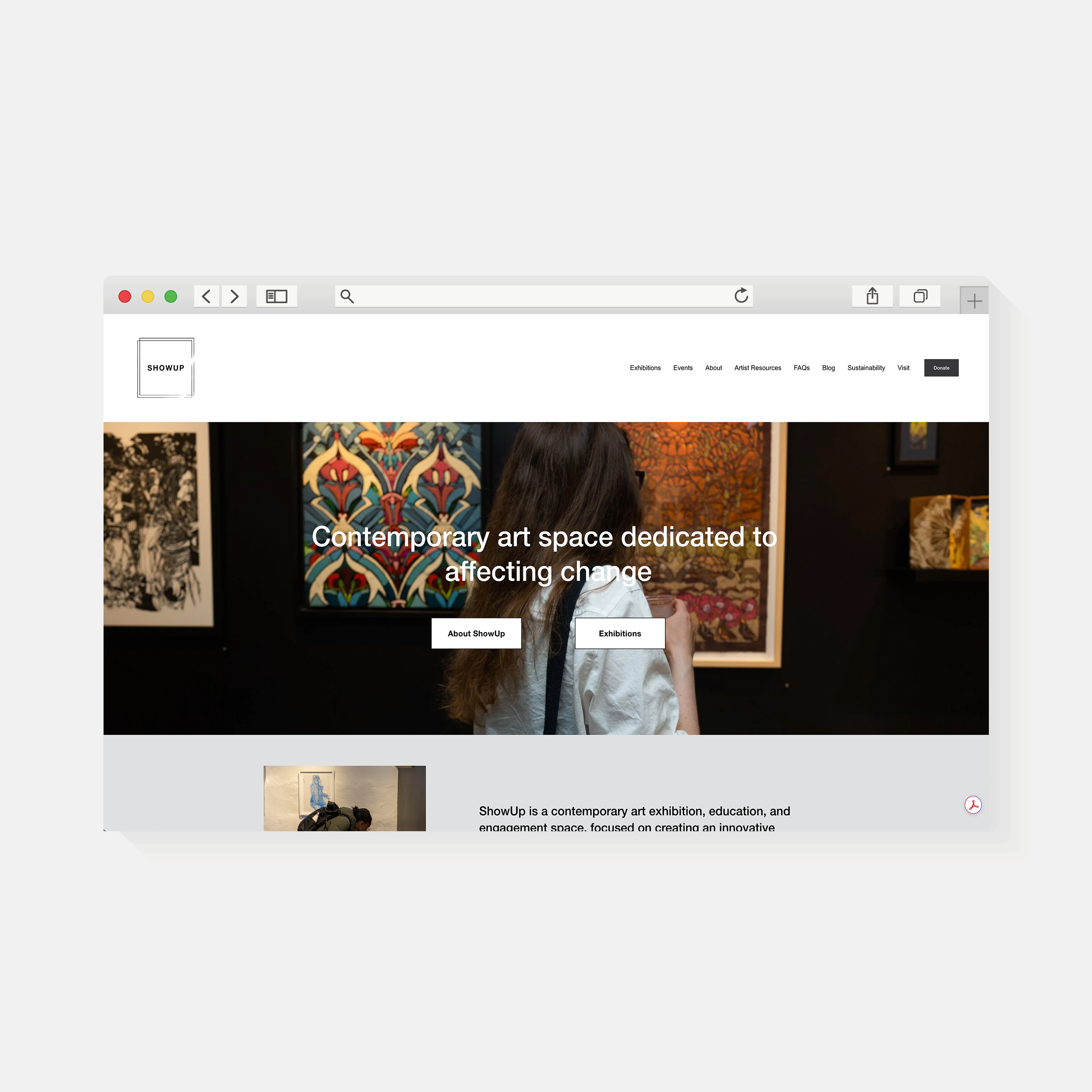 Show Up Gallery | Website Design | Amy Archambault Studio