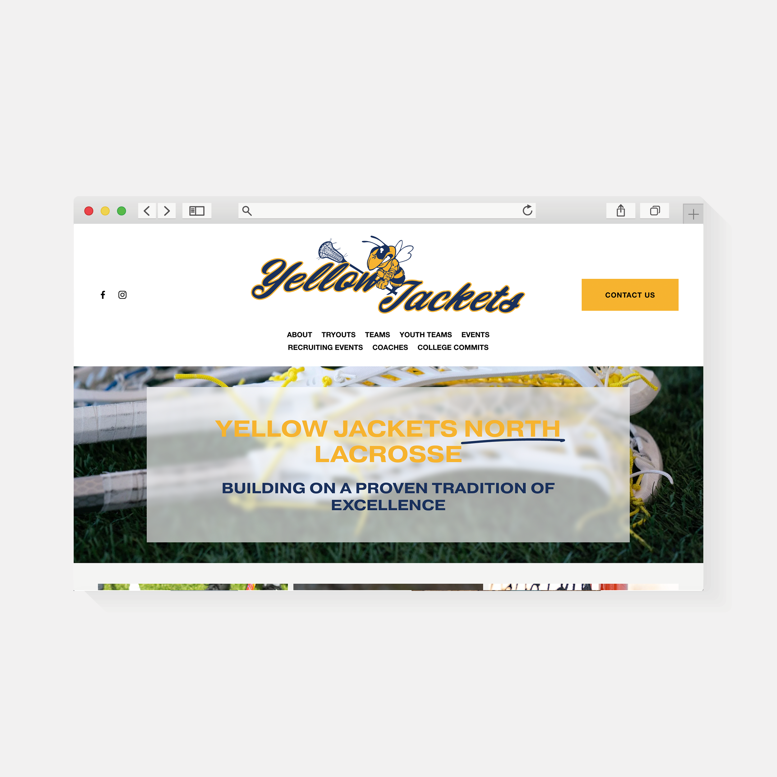 Yellow Jackets North Lacrosse | Website Design | Amy Archambault Studio
