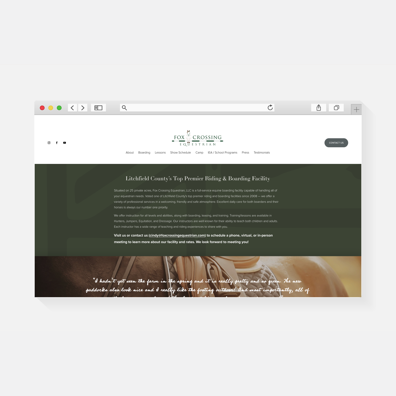 Fox Crossing Equestrian | Website Design | Amy Archambault Studio