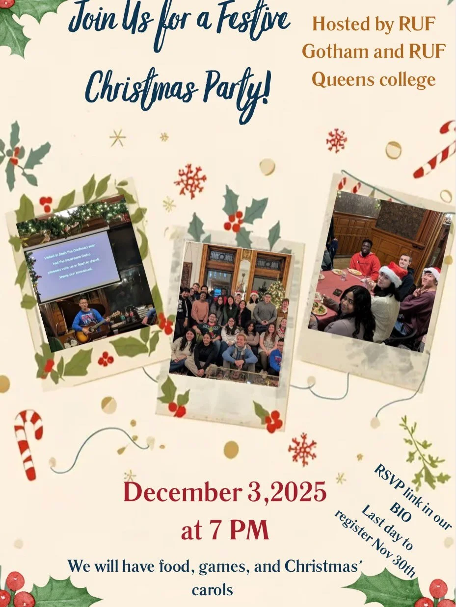 🎄Join @gothamruf and @rufqueenscollege for our annual Christmas party! We&rsquo;ll eat together, play some festive games, and have a time of Christmas Lessons and Carols! Invite your friends to celebrate this season of Advent together! See our bio l