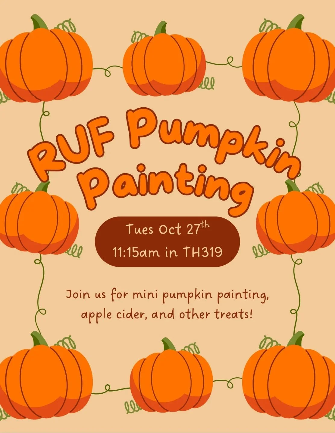 Join us for pumpkin painting tomorrow at Hunter! 🎨🎃🍂