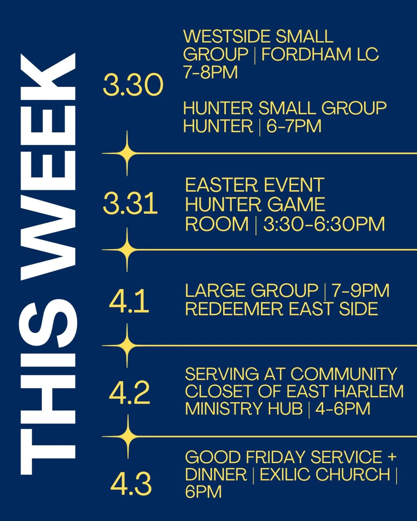 Happy Holy Week! This week in Gotham is booked and busy. Get the details here, mark your calendars, and see you there! 

#gothamruf