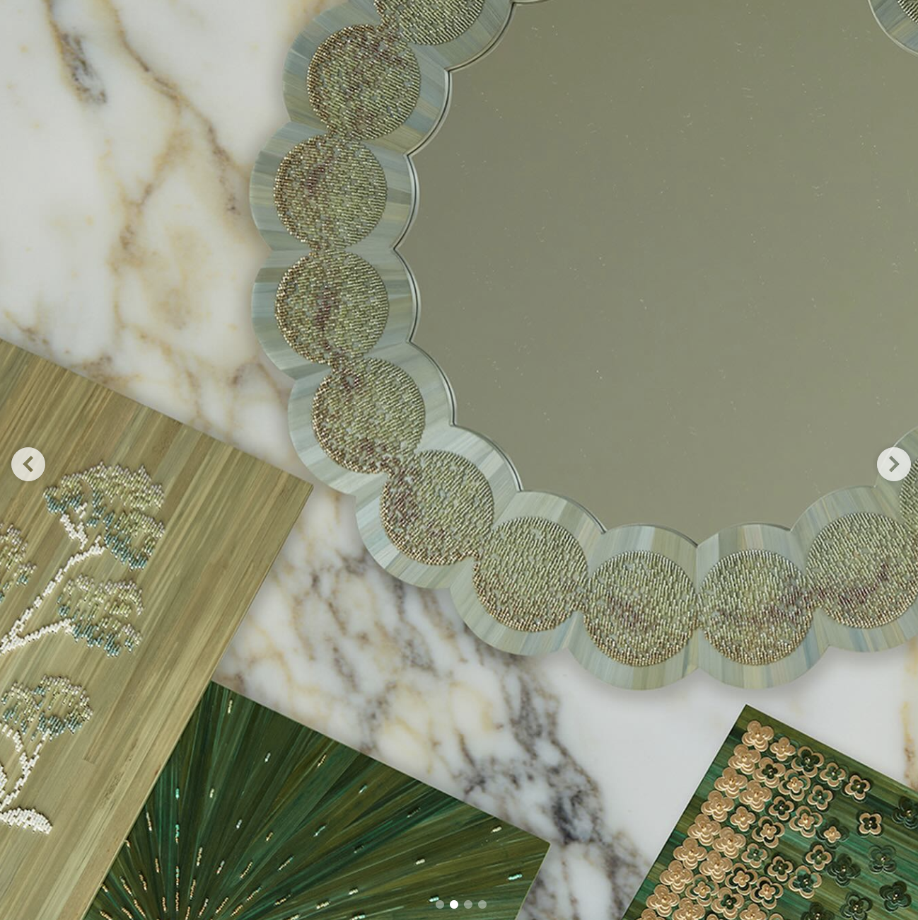 Hand-Embroidered Straw Marquetry Mirrors - Lucie Toure x Ateliers Lison de Caunes