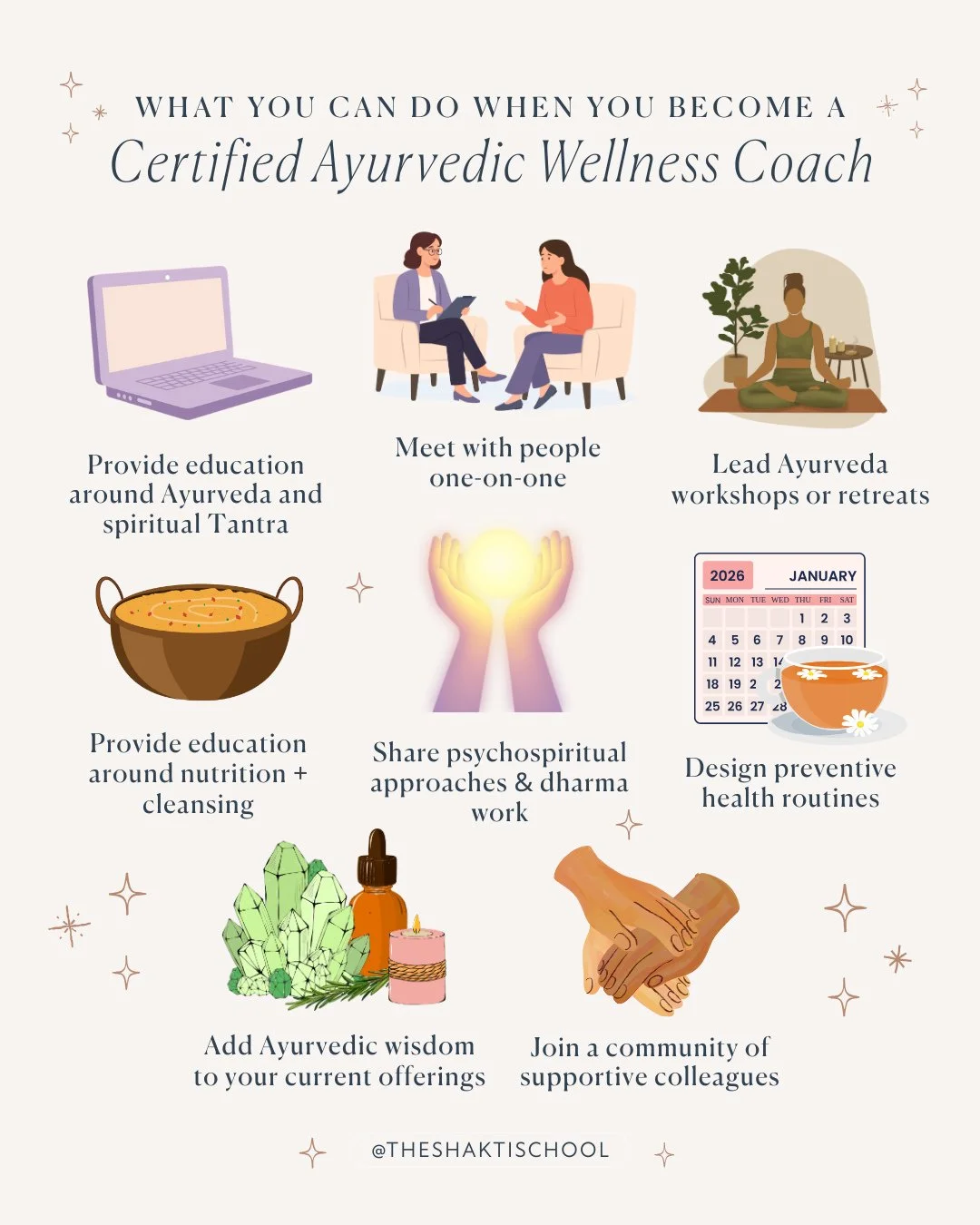 One of the biggest questions I get from women exploring our program is &ldquo;What can I actually do with an Ayurvedic coaching certification? What&rsquo;s the scope of a coaching practice?&rdquo;⁠
⁠
Becoming a certified coach is absolutely a viable 
