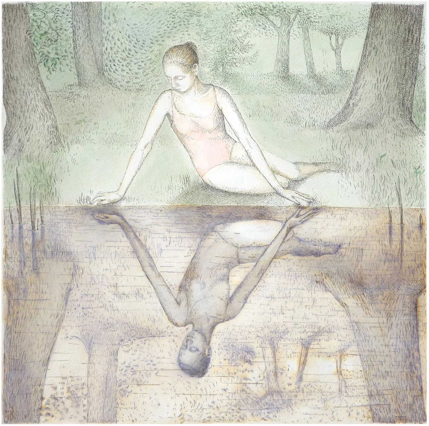 NarcyzaI43x43cm piorko i tusz akwarela.jpeg