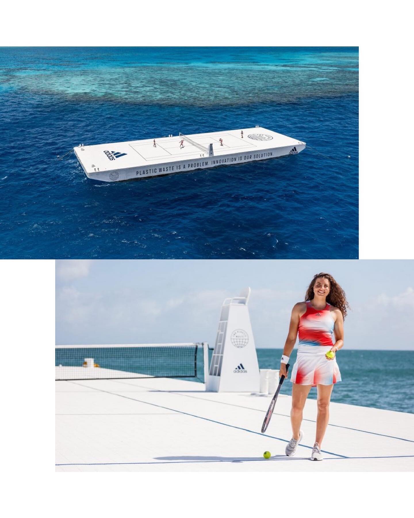 This floating court was created to promote @adidas ' latest range of apparel, which incorporates recycled plastic.

The court's surface was made from #recycled #plastic provided by Parley for the Oceans, which also provides the recycled plastic used 