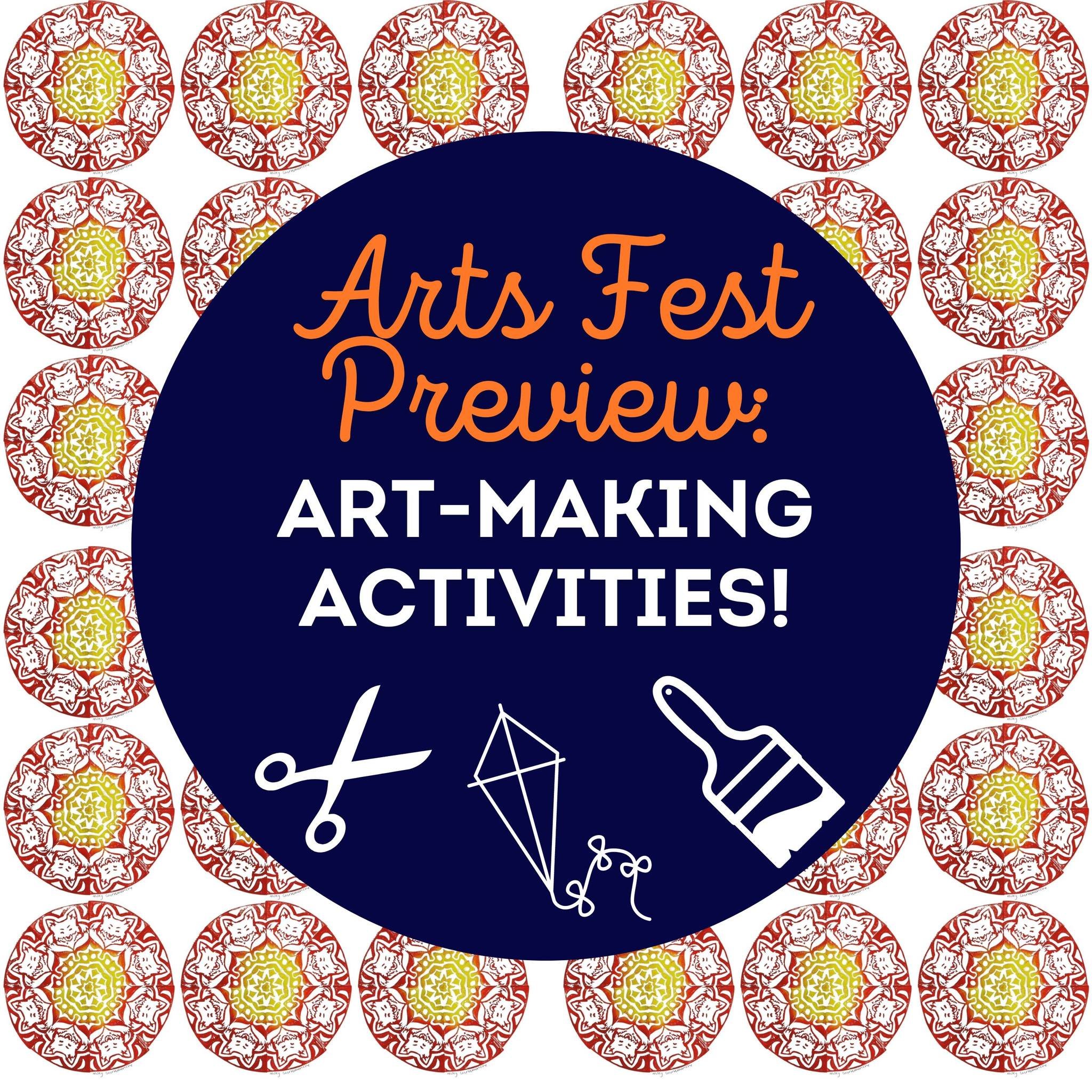 The Arts Festival isn't just about seeing art; it's about MAKING art! 

We'll have a dozen art-making activities for all ages this weekend, led by local artists and arts organizations. Faves from last year will be back, and we have great new ones lik