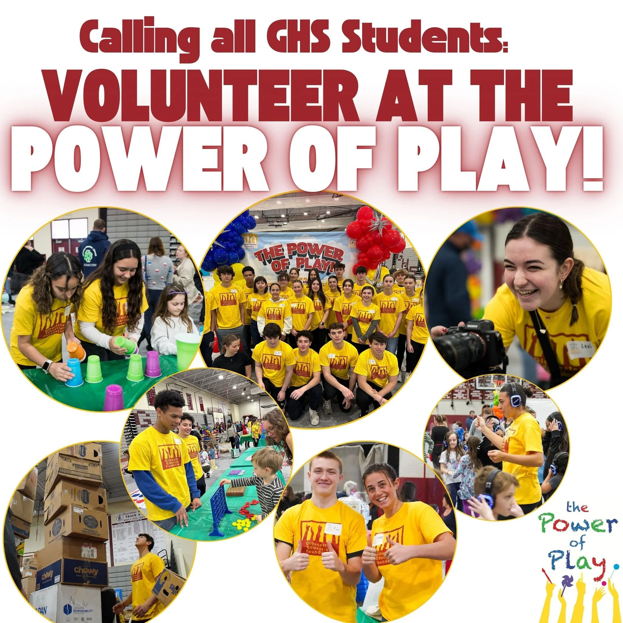 GHS students: we need YOU to make this year's Power of Play more powerful and playful than ever! Join us for the most fun volunteer gig of the year.