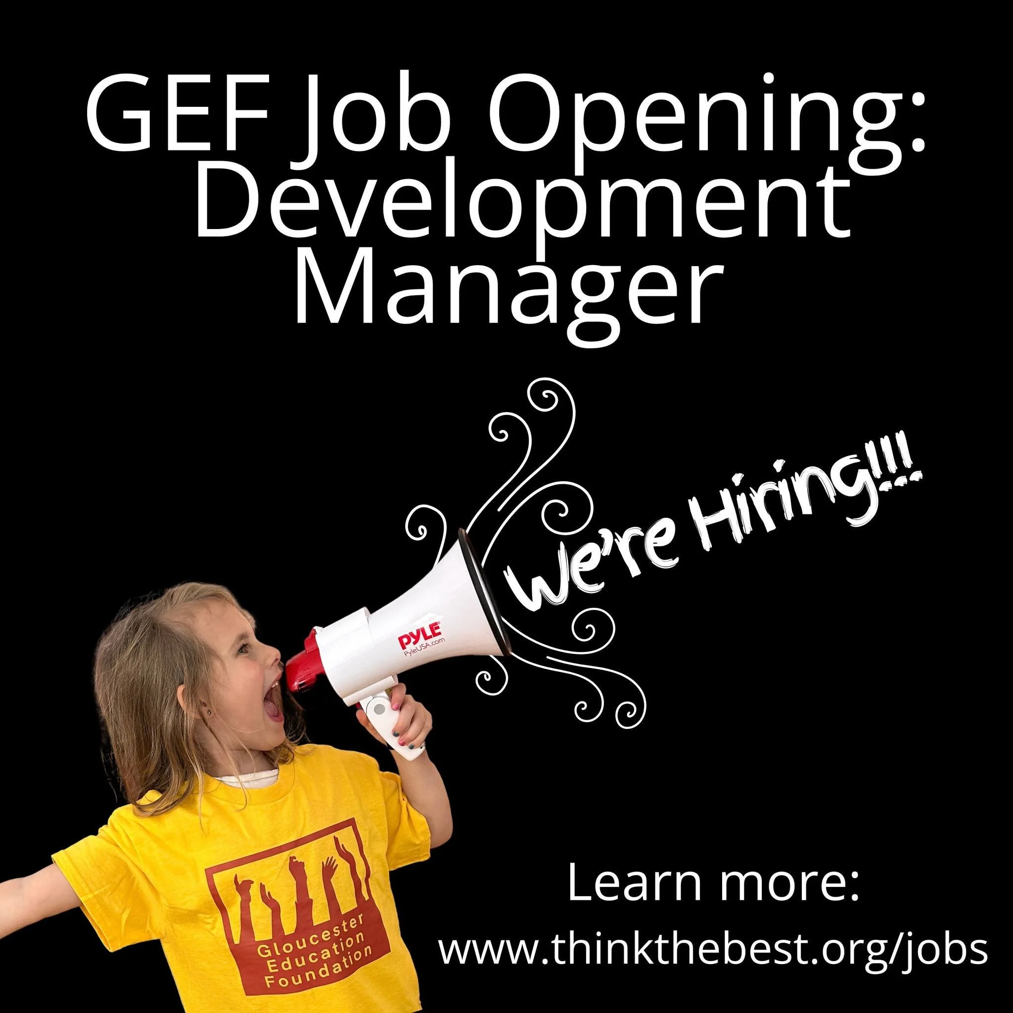 WE'RE HIRING! GEF is looking for a focused, creative Development Manager who is passionate about public education and community-driven philanthropy. The ideal candidate will bring strong fundraising experience, excellent communication skills, and com