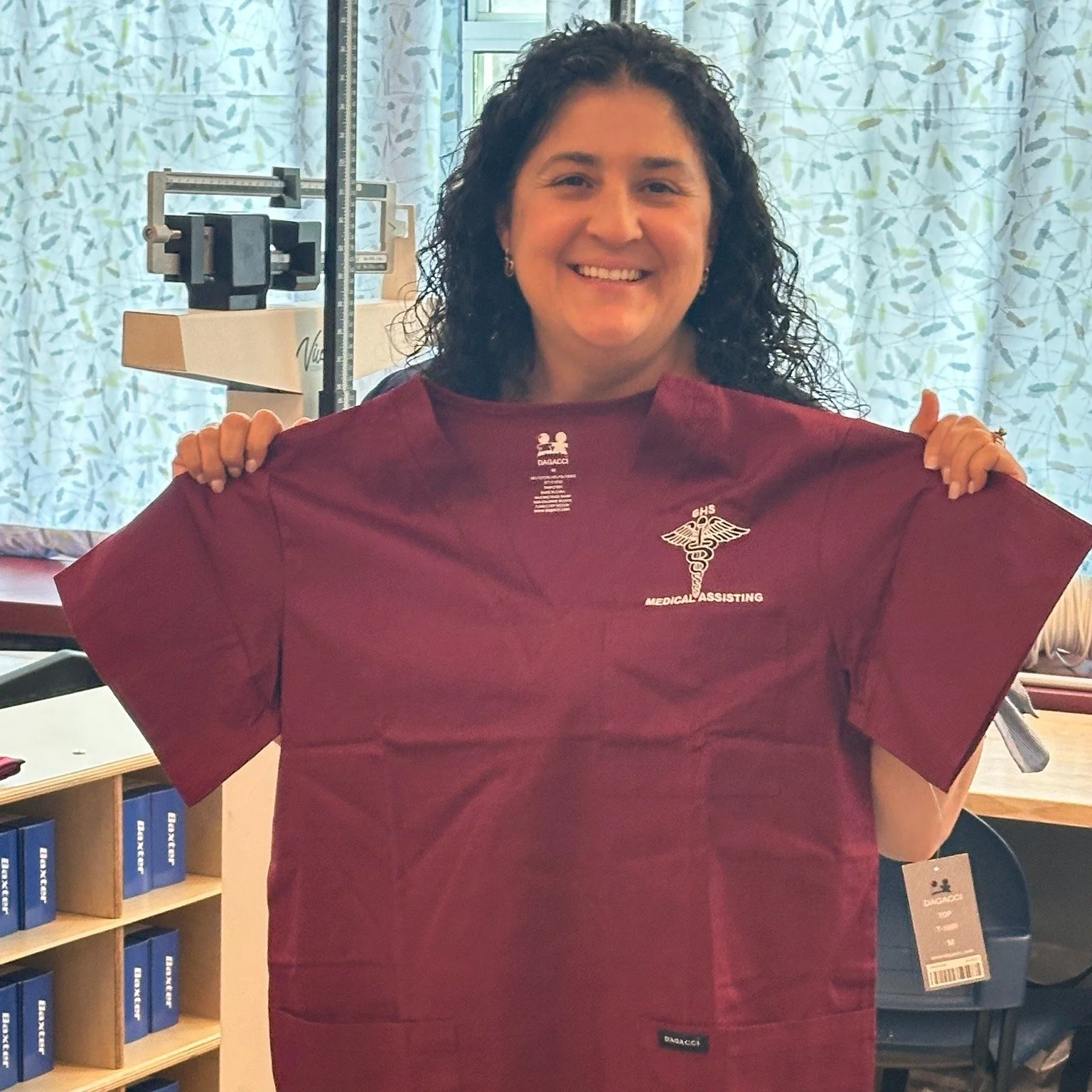 This morning we took a small group of GEF supporters to see the new Gloucester High School Medical Assisting program, led by teacher Grace Ferrara and Vocational Coordinator Brenda Waslick with support from three students. 

One of the visitors, a Nu