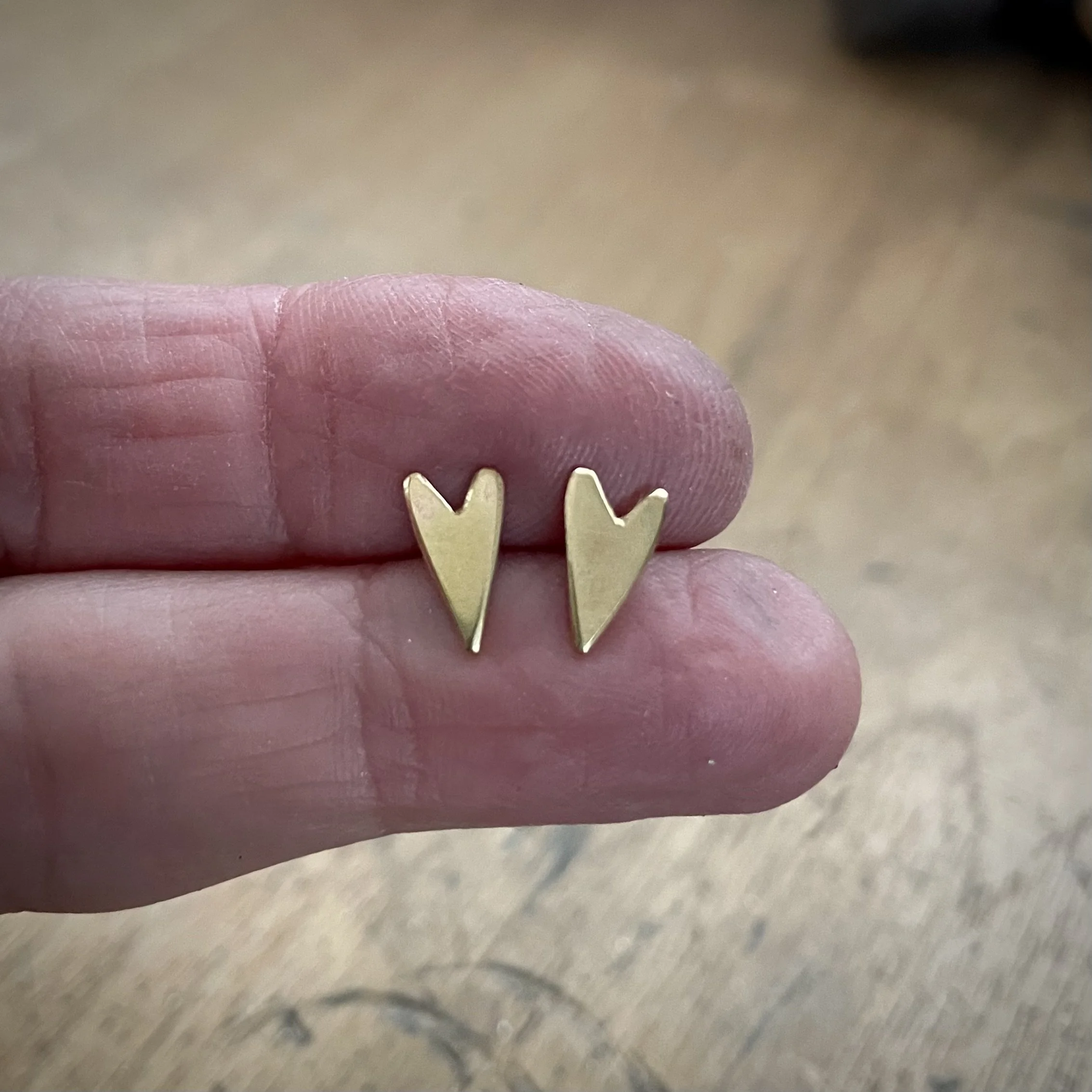 Brass Heart Post Earrings