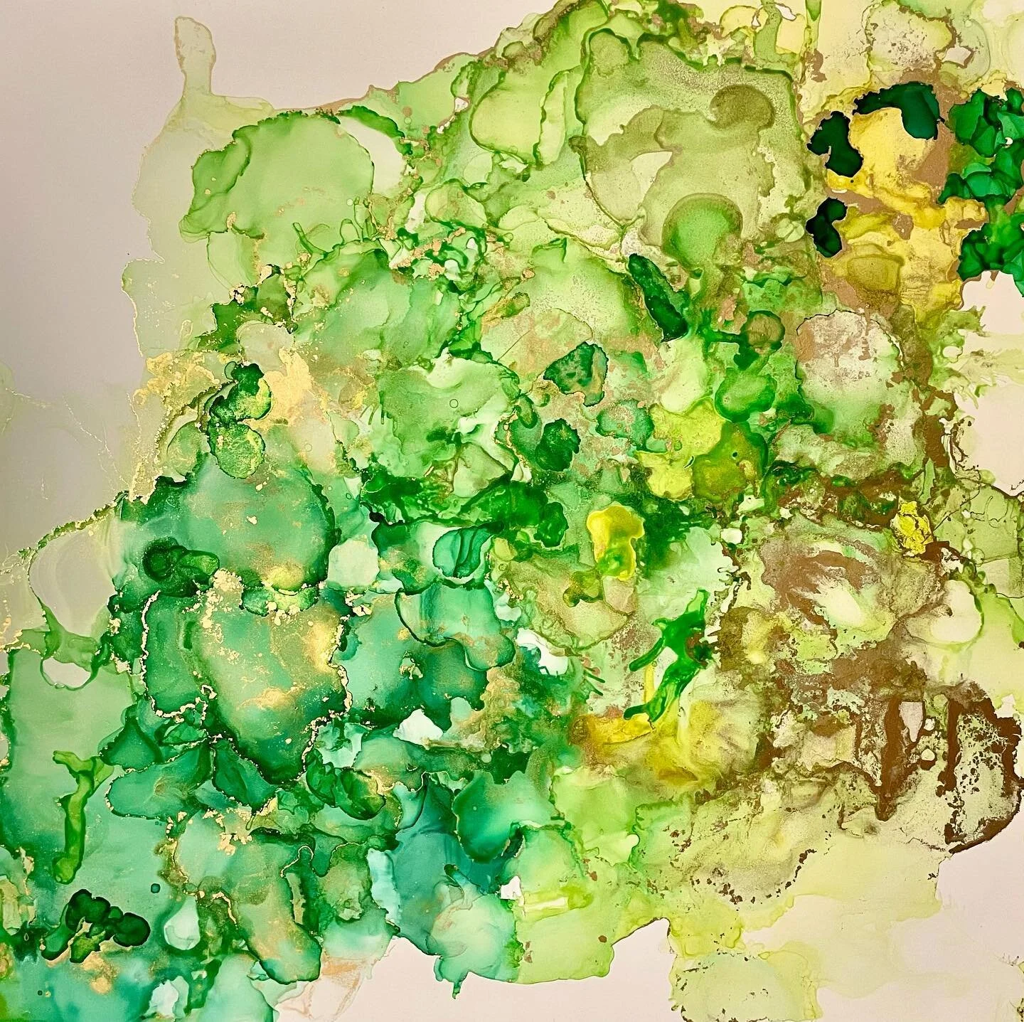 &ldquo;Emeraldina, Princess of Thought and Might&rdquo;
Artist: Rebecca Ramirez 
@rebeccawarriorprincess 
12&rdquo; x 12&rdquo; alcohol ink on paper
Archival UV Finish 
*available* 
. 
. 
. 
. 
#atx #austinart #austinartist #atxart #atxartist #fluida