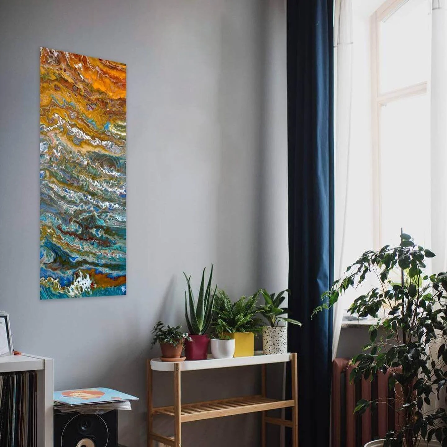 &ldquo;Sunset in Jaipur&rdquo; 
Artist: Ryan Sharif 
@ryansharif73 
40&rdquo; x 16&rdquo; Acrylic Painting
on Gallery Wrap Canvas 
Archival UV Finish 
*available* 
. 
. 
. 
. 
#atx #austinart #austinartist #atxart #atxartist #fluidart #austinpainter 