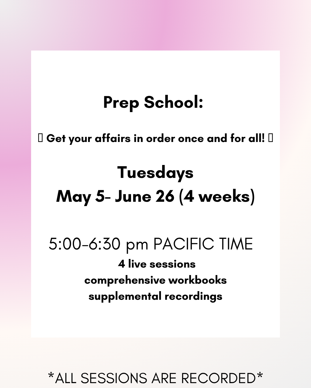 Classic Prep School  May 5th-May 26th