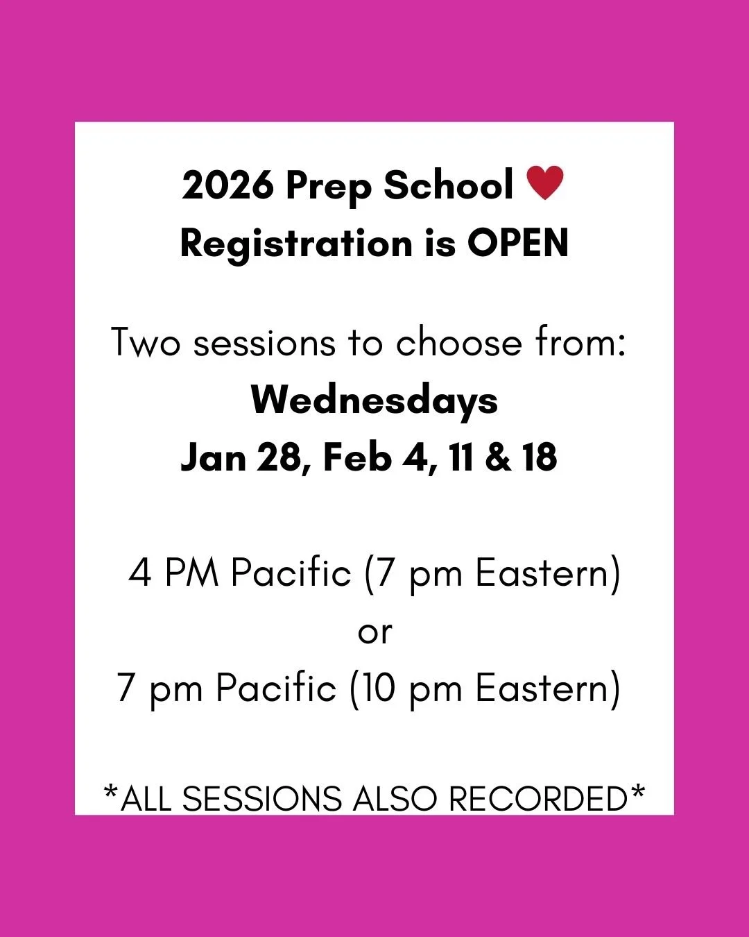 Classic Prep School - two sessions to choose from