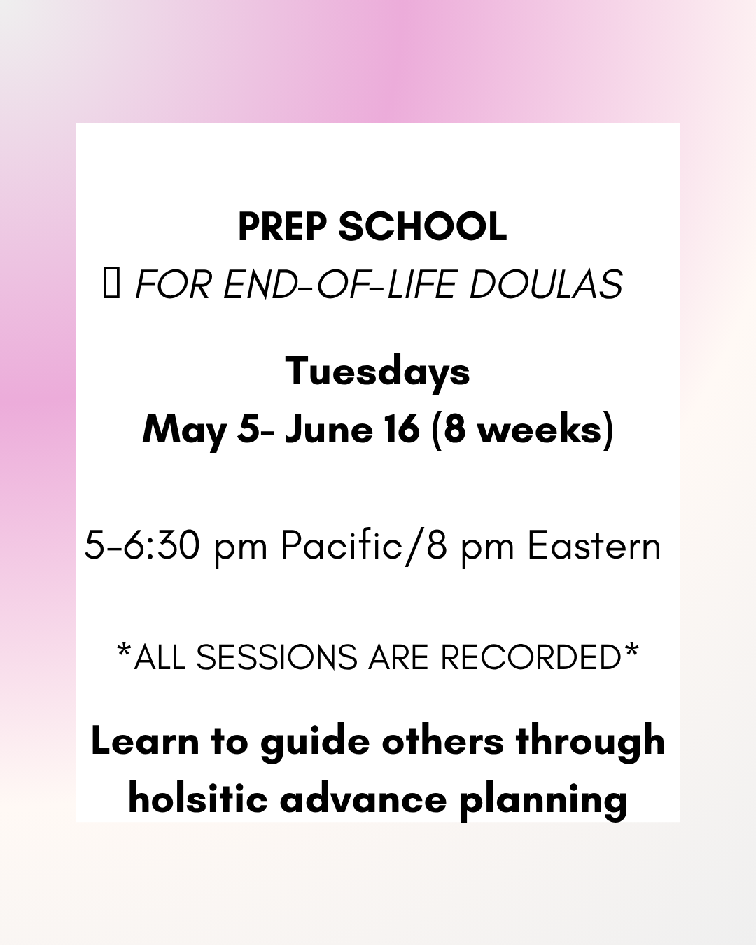 Prep School For Doulas May 5th- June 23rd