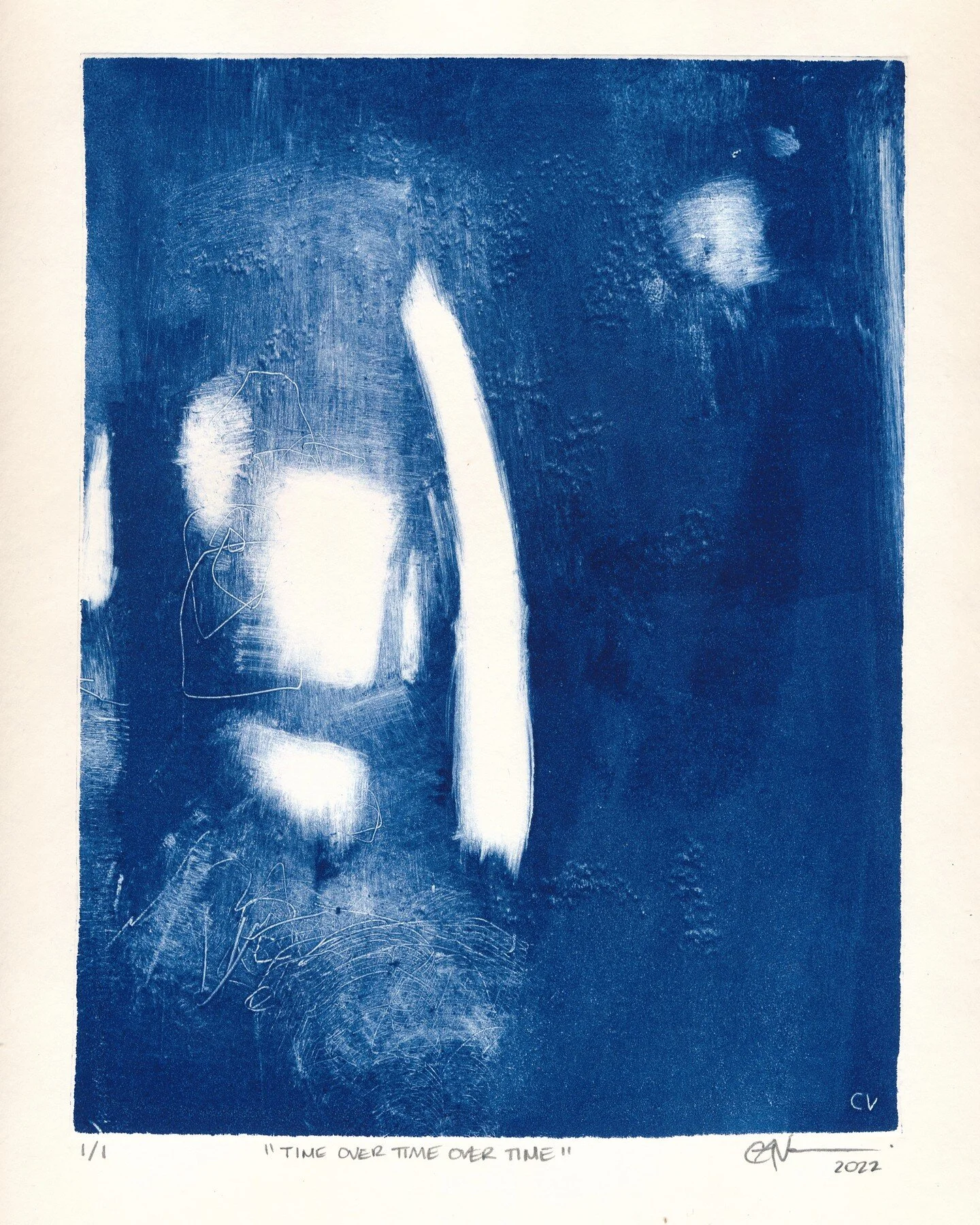 &quot;Time Over Time Over Time&quot; - reductive ink monotype, 7&quot; x 9&quot; on 9&quot; x 12&quot; watercolor paper. Created by inking an acetate plate and then wiping away ink.
.
Printmaking of all kinds, but especially monotypes, is a deep inte