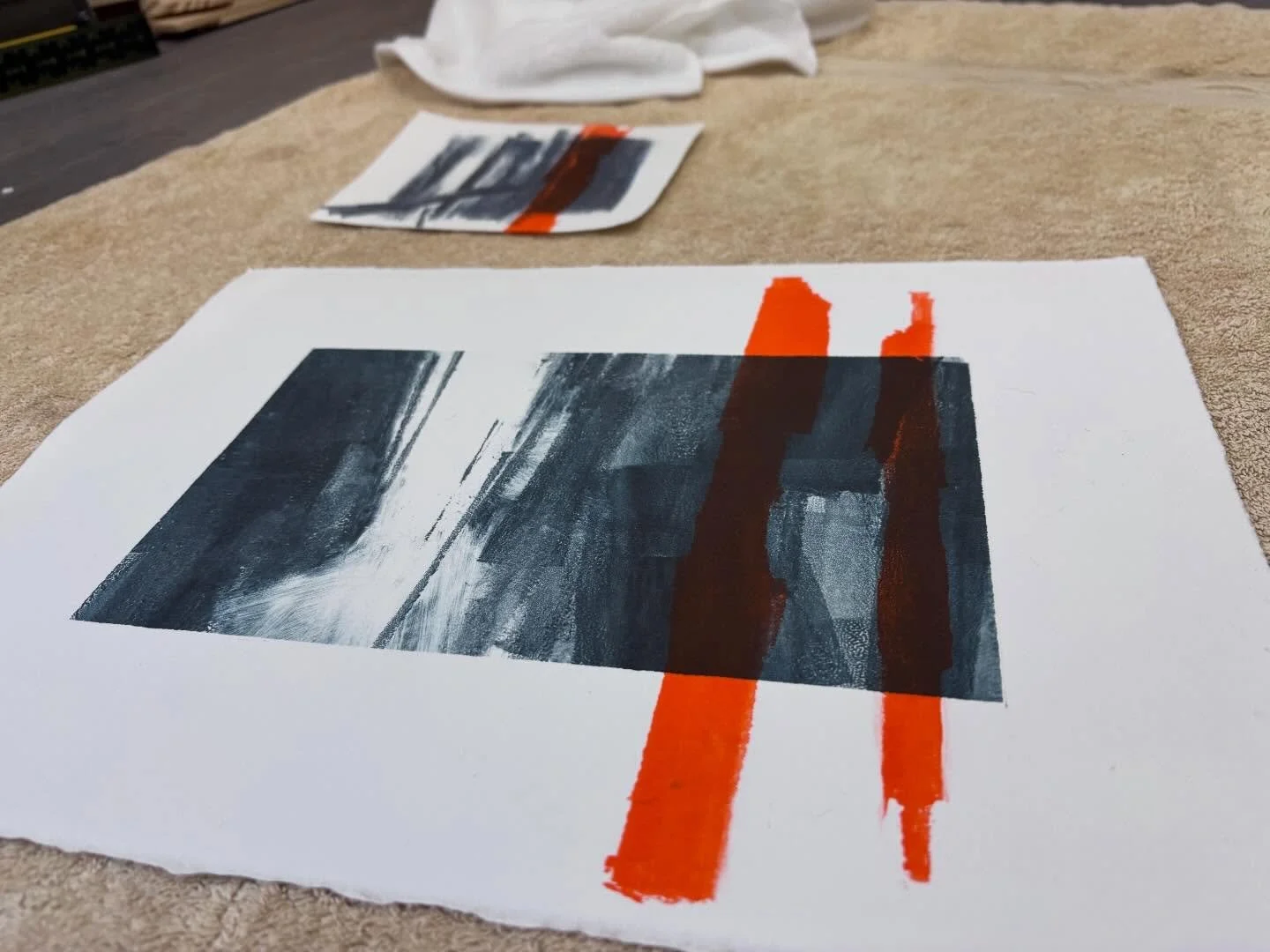 Been working on a series of ink monotypes that are a sister body of work to my current acrylic series. The question of what direction this work needs to go in is consuming me but I don&rsquo;t know the answer yet. Only making more work will tell me. 
