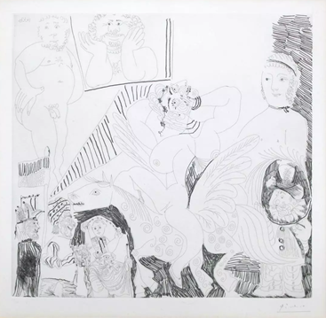 Scene de Cirque Avec Cheval Aile. Vue