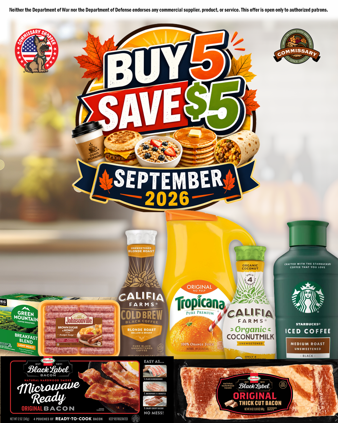 Buy 5 Save $5 Breakfast - Commissary Shopper