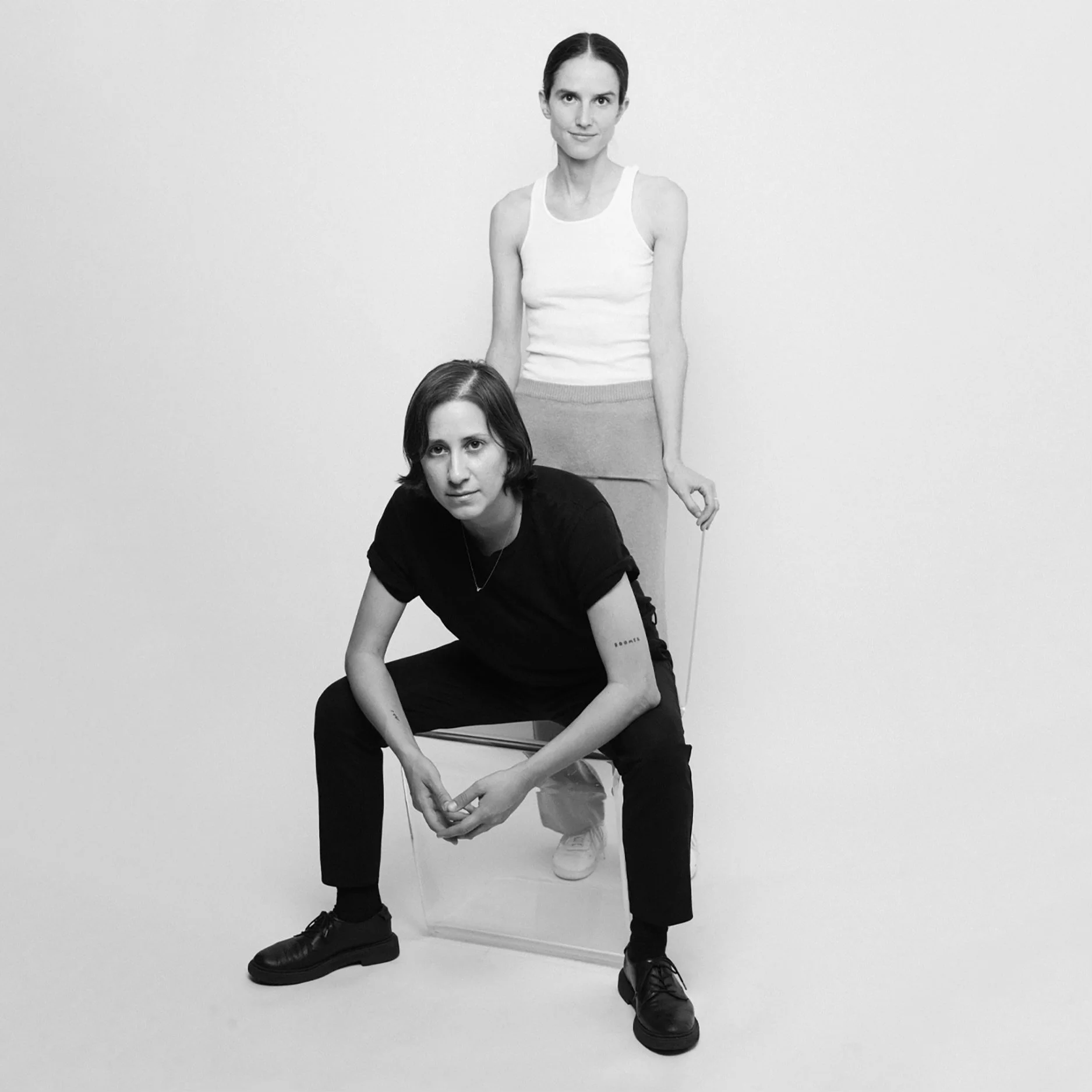 Lara and Vanessa posing in front of the camera