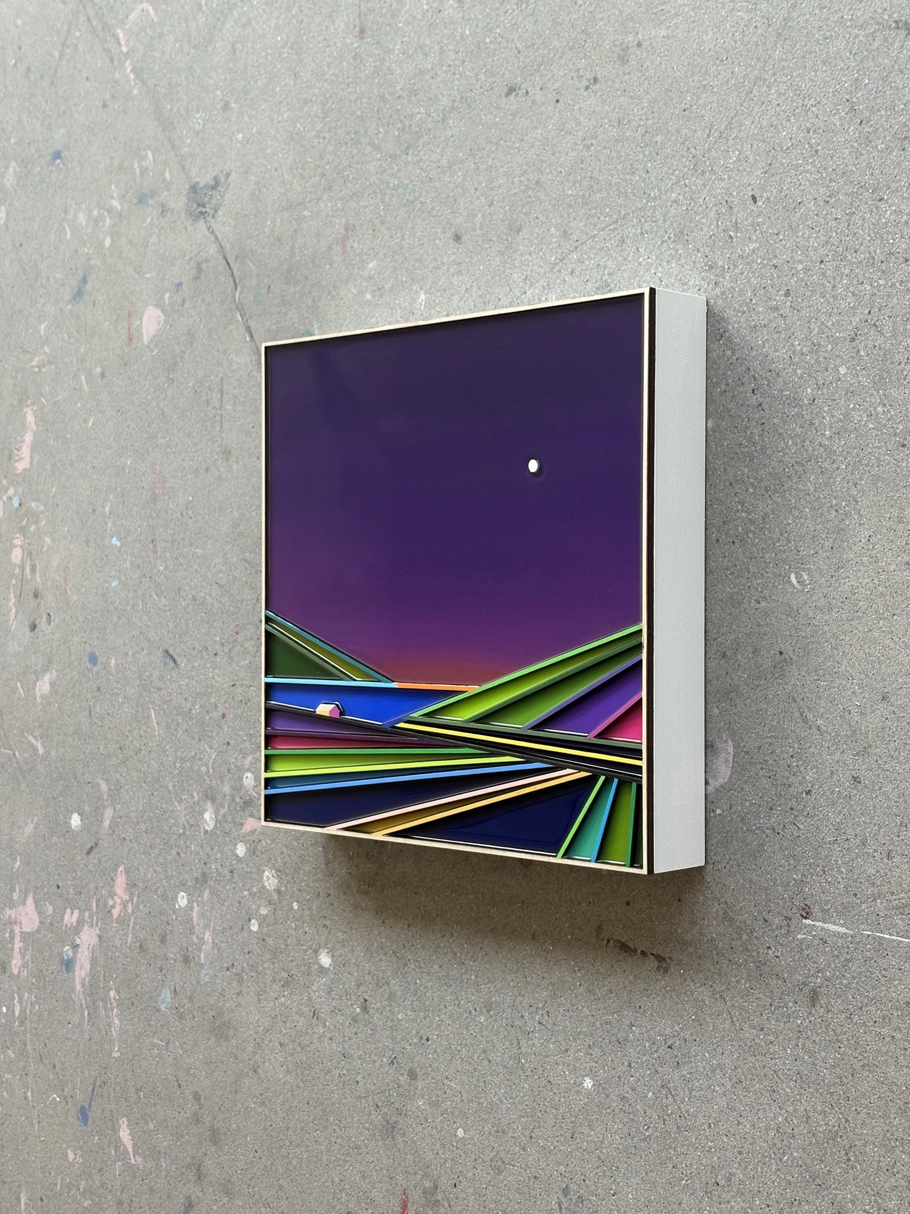 Peinture acrylique, art contemporain, paysage moderne et coloré, sculpture