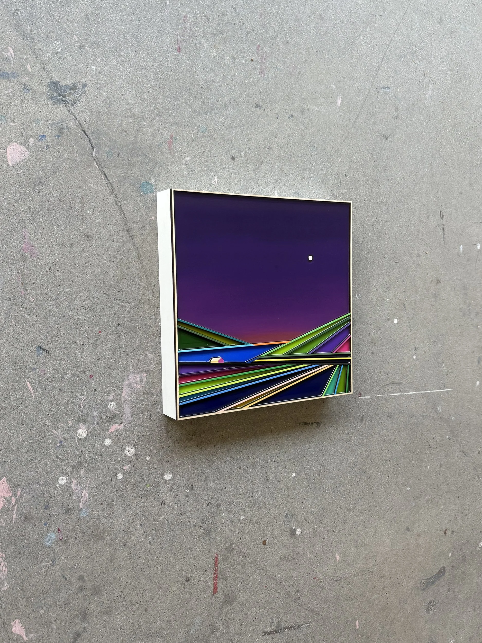 Peinture acrylique, art contemporain, paysage moderne et coloré, sculpture