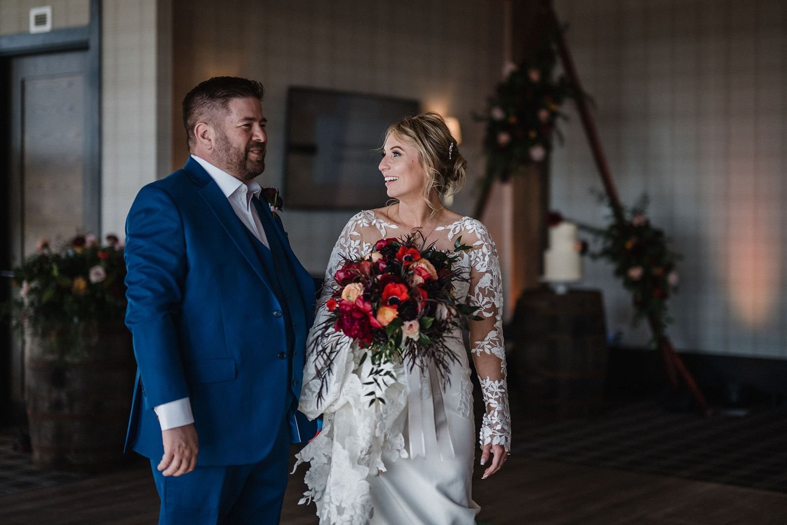 wedding reception room reveal at Bearspaw Golf Course