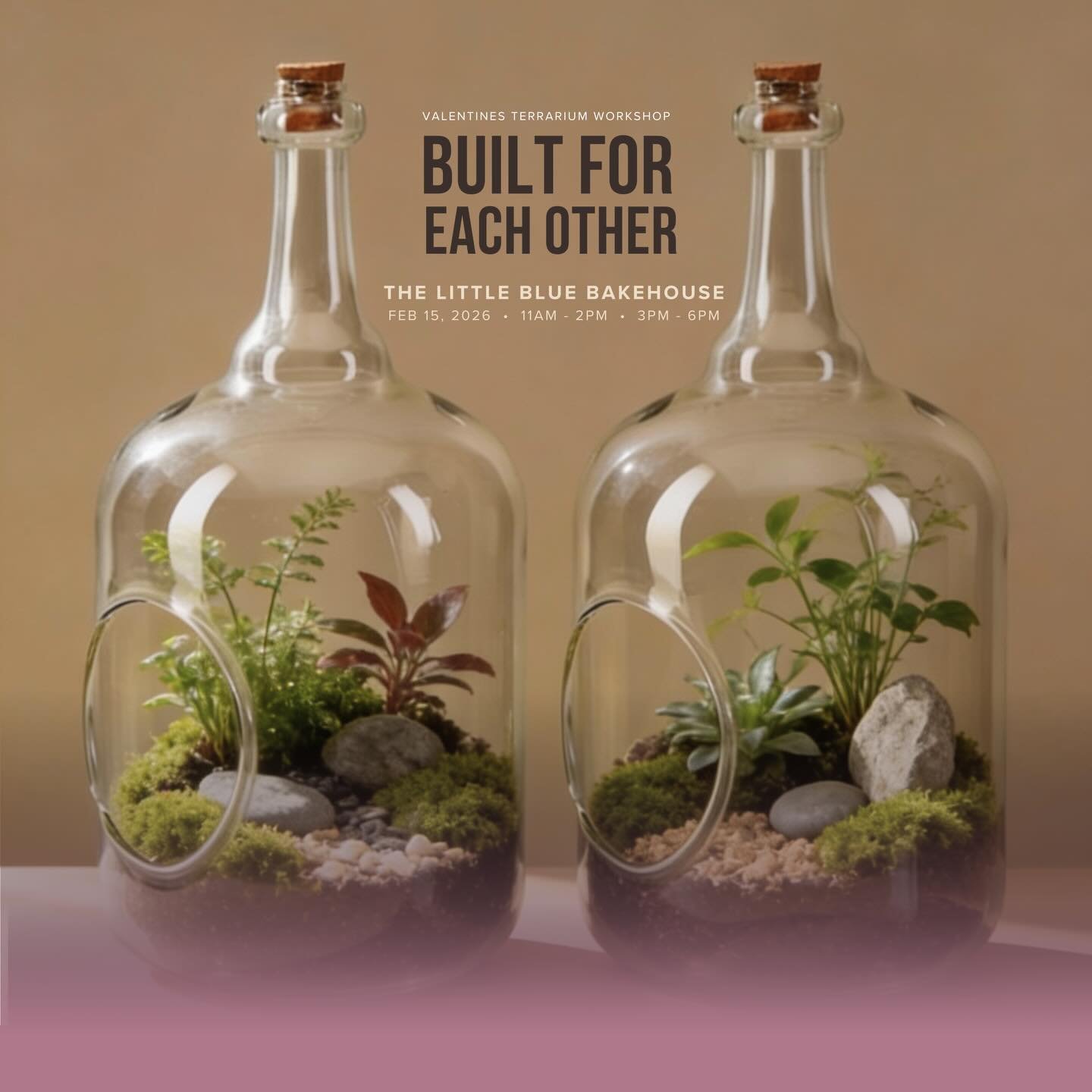 Built for each other: VALENTINES COUPLES TERRARIUM WORKSHOP FOR TWO

This Valentine&rsquo;s season, slow down and create something meaningful together. In this couples terrarium workshop, each partner will design a separate living terrarium for the o