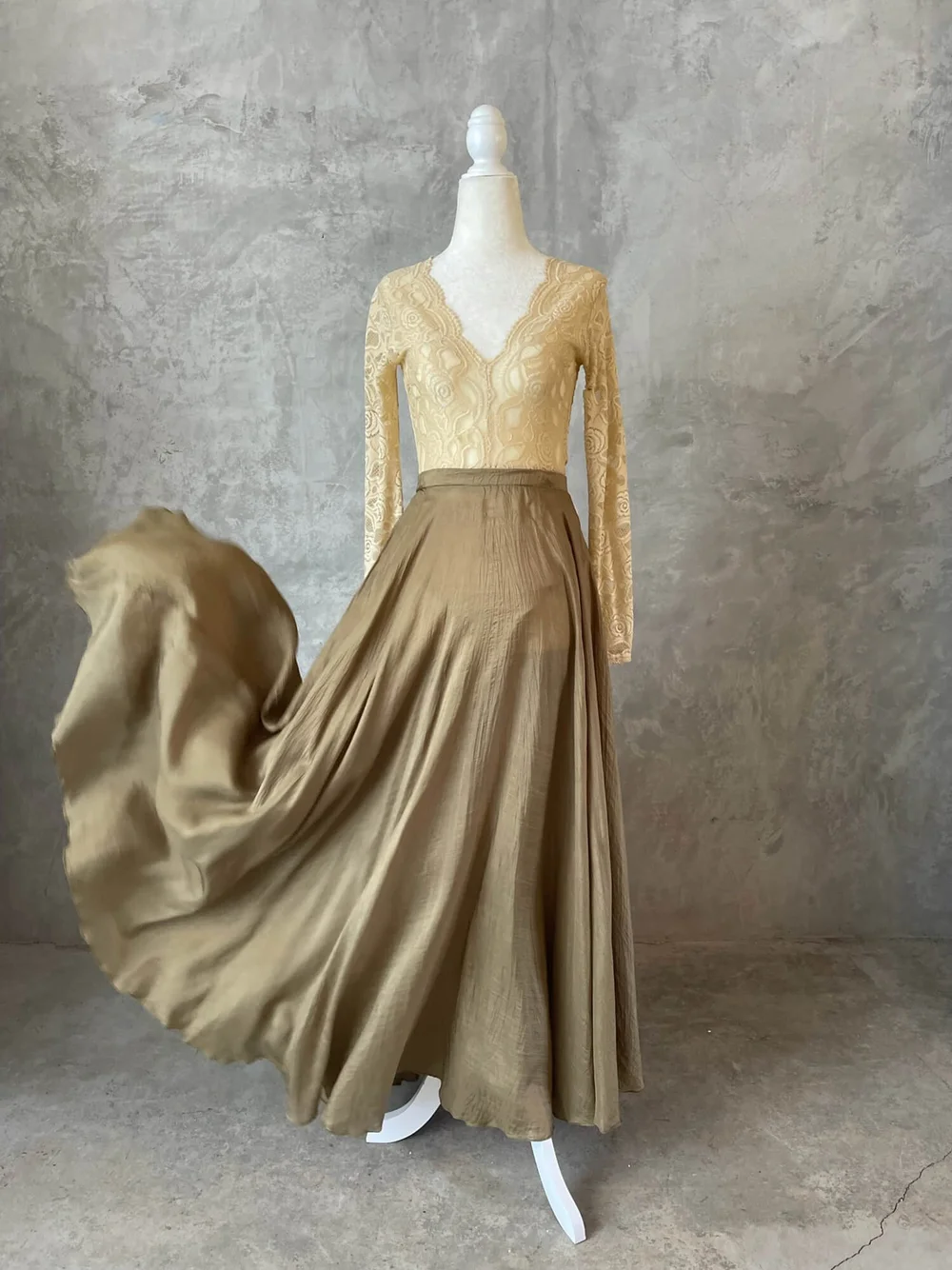 lucia golden dress Lucia | Ostrich Feather & Golden Sequin Heirloom Dress main image 1