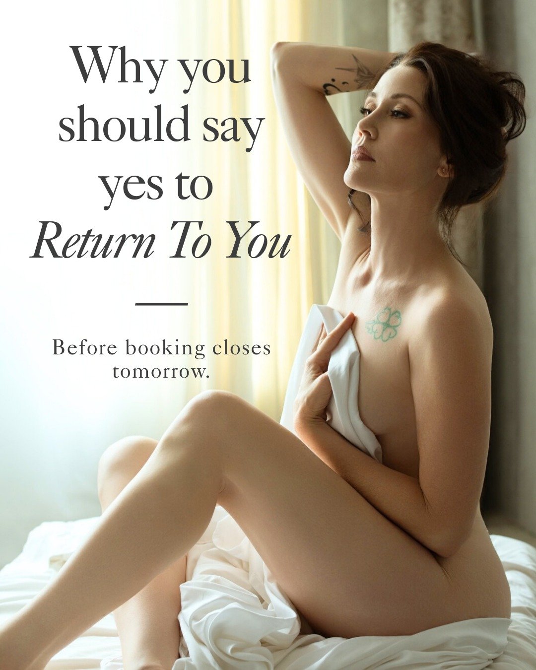 Why you should say yes to Return To You &mdash; before booking closes tomorrow.⁠
⁠
Because you deserve time to slow down.⁠
Because you deserve to feel confident in your body again.⁠
Because you deserve to be cared for &mdash; not just keep caring for