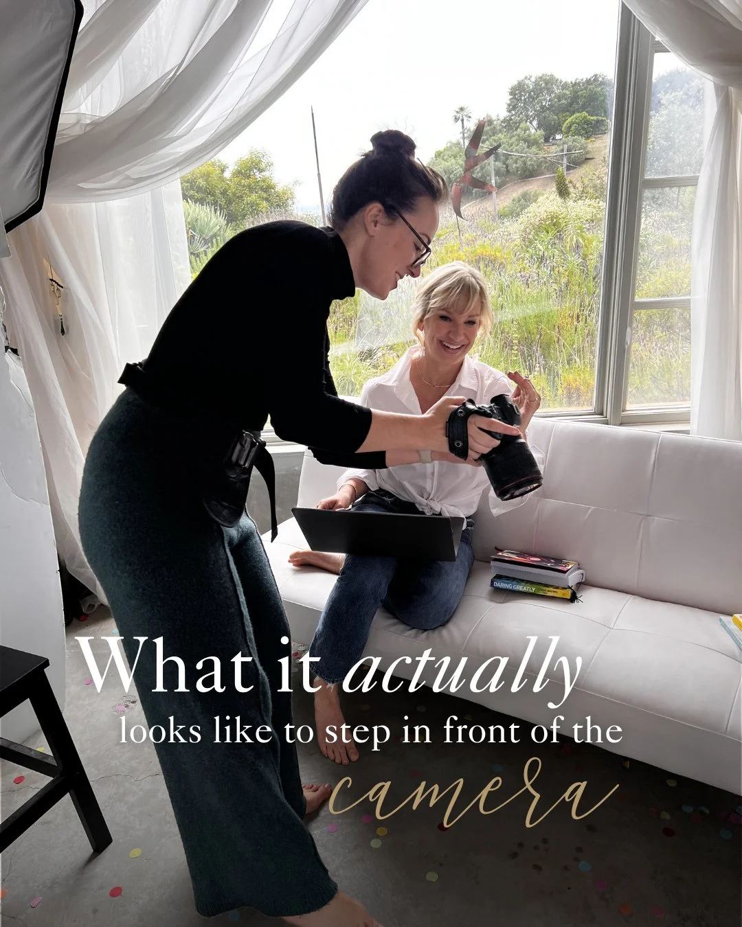 This is what it actually looks like in the studio.⁠
⁠
It&rsquo;s not walking in feeling completely confident.⁠
It&rsquo;s not knowing exactly what to do right away.⁠
⁠
Most of the women I photograph start here&mdash;⁠
a little unsure, a little outsid